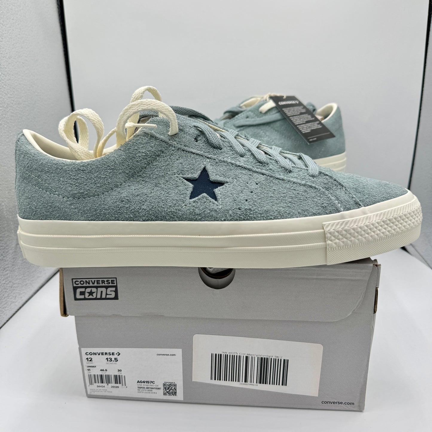 Converse One Star Pro OX in Blue Suede Leather NEW Tide pool grey / navy NEW