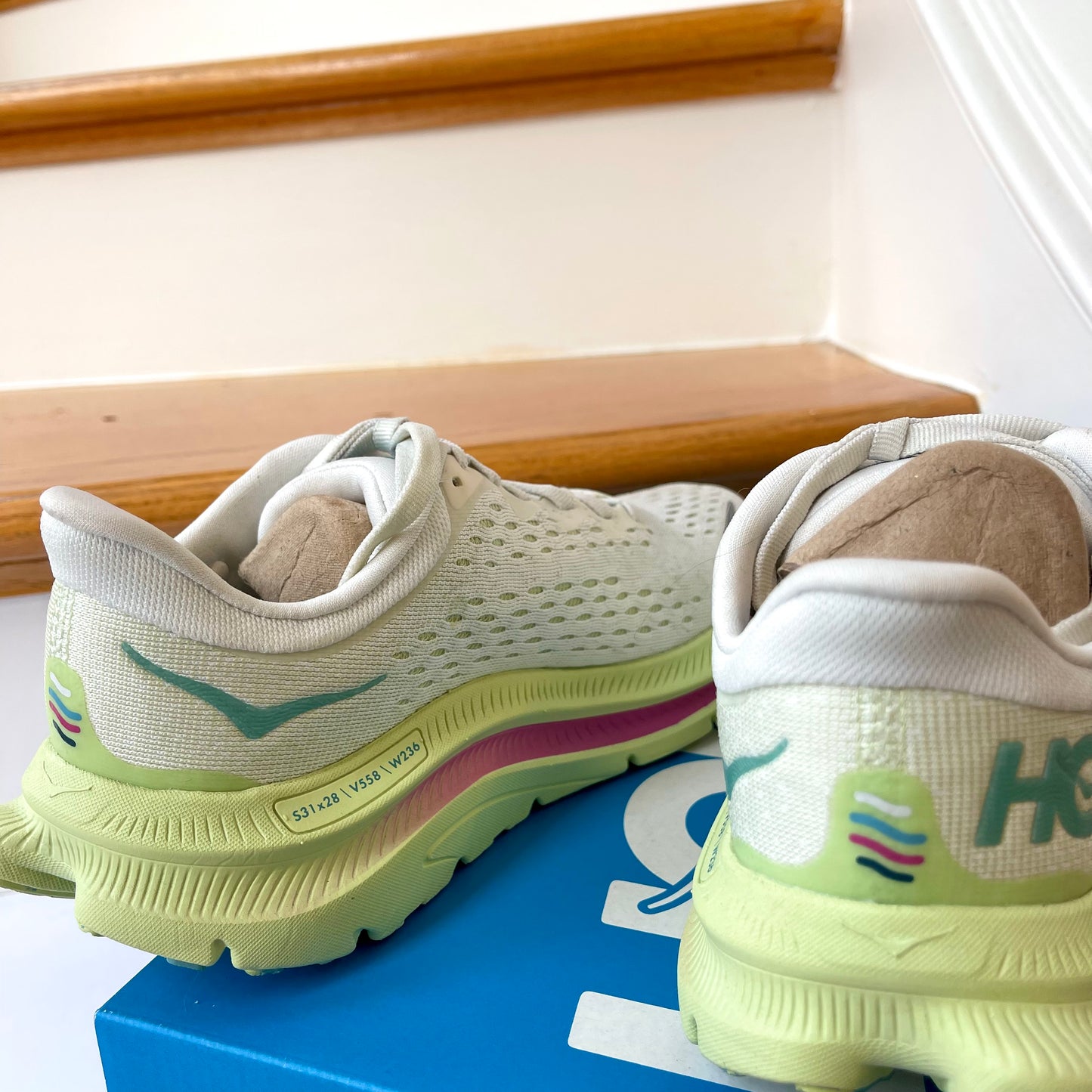 Hoka Kawana Womens Running Shoes in Blanc de Blanc / Butterfly — RARE