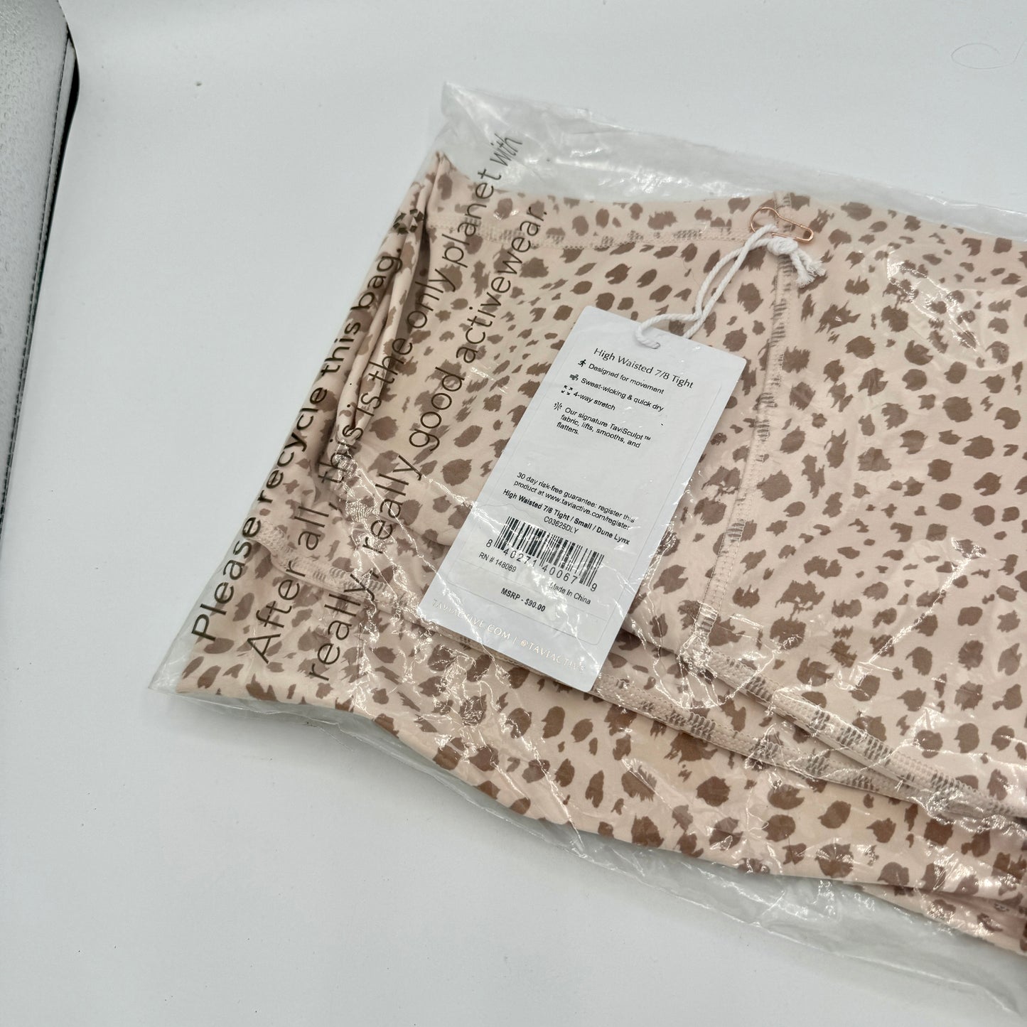 Tavi Yoga High Waisted 7/8 Length Dune Lynx Leggings Tan Cheetah Leopard NEW