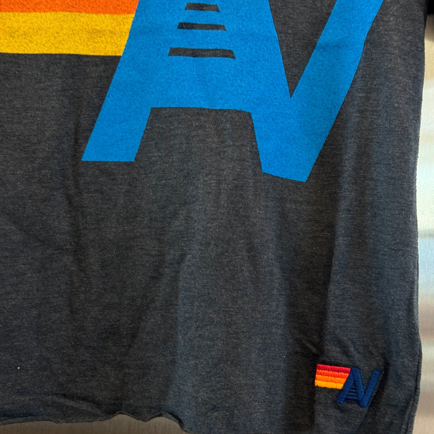 Aviator Nation Women’s Boyfriend Tee in Charcoal Grey Classic Rainbow Logo