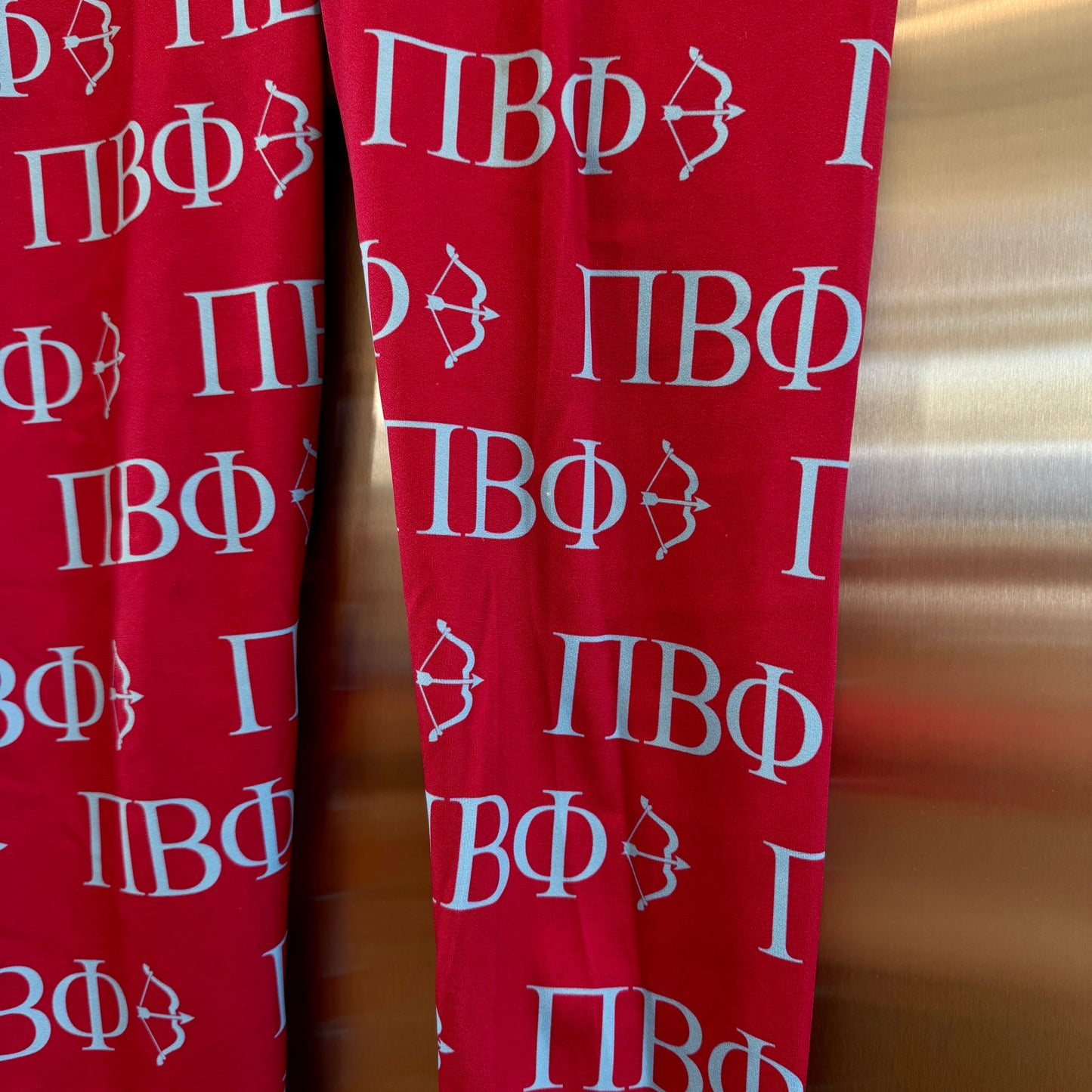 Pi Beta Phi Leggings Sorority Athletic Pants Wine Crimson / Silver Blue