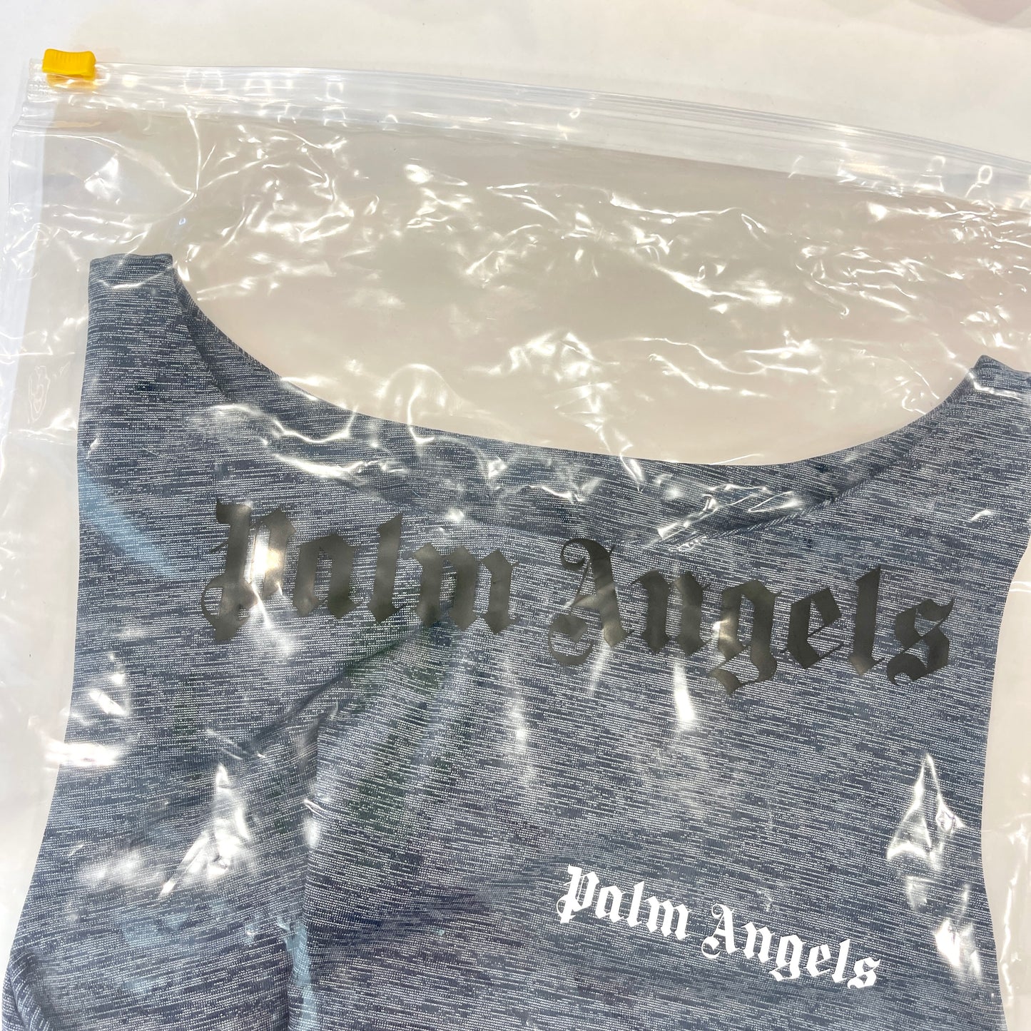 Palm Angels Women’s Track Crop Top Grey Black Melange Sports Athletic Shirt