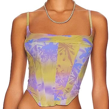 Miaou Khaki Paloma Elsesser Limited Edition V Venus Corset Top in Mudd / Purple