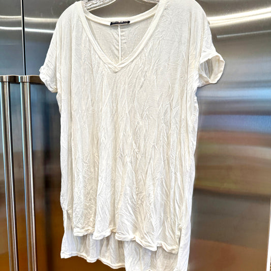 Brandy Melville White Slouchy V Neck T Shirt Oversized Lightweight , No Flaws Pre-Owned