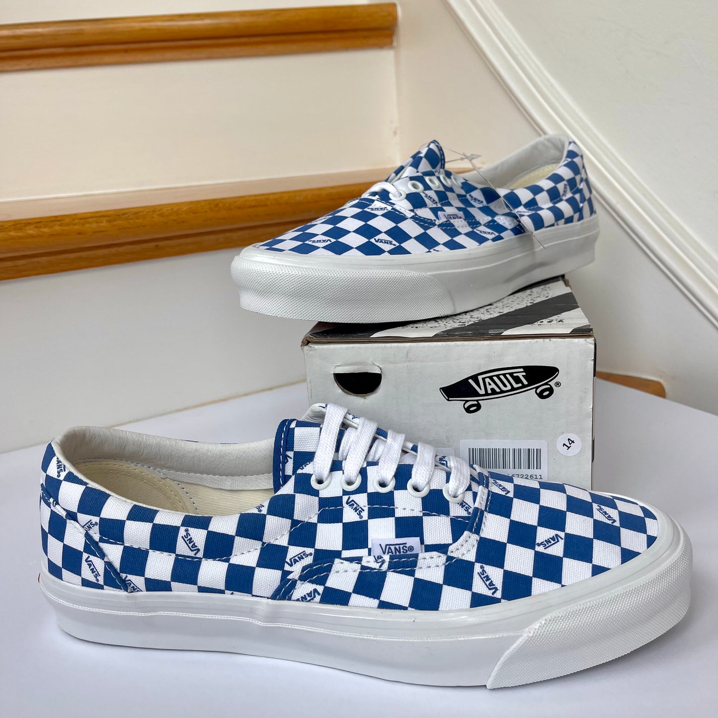 Vans OG Era LX Lace Up Sneakers in blue logo checkerboard classic sneakers
