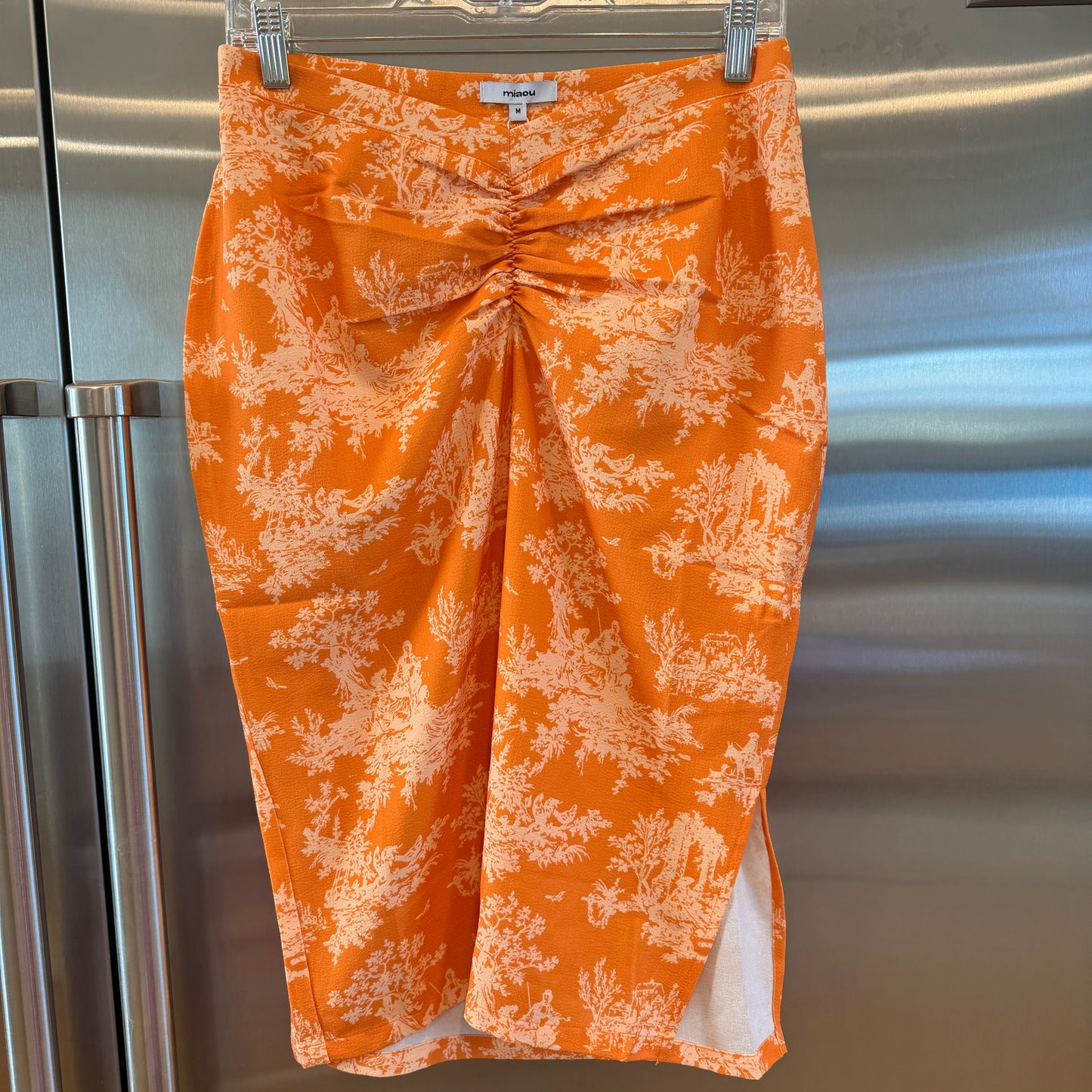 Miaou Preston Midi Skirt in Clementine Toile Orange x Paloma Elsesser Collab