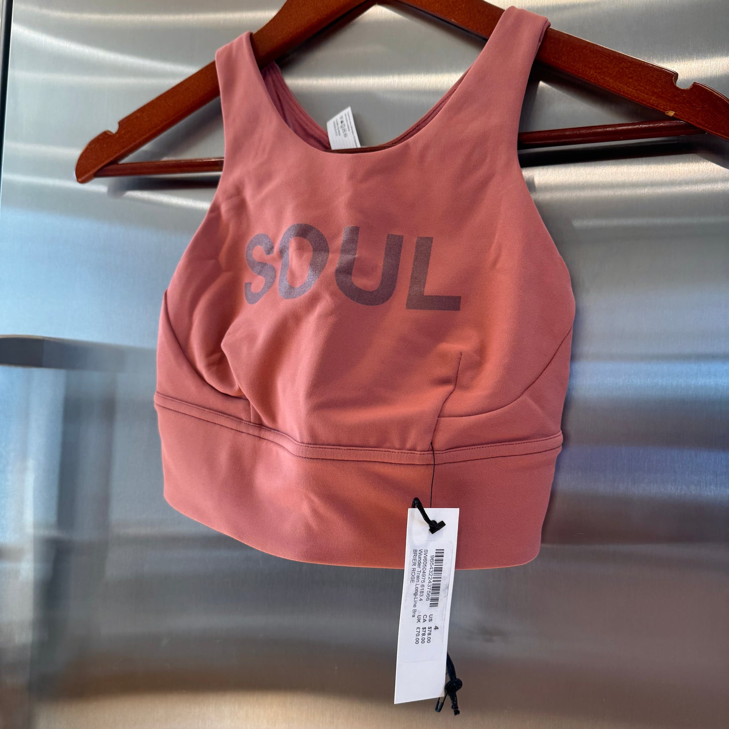 Lululemon x Soul Cycle Matching Set in Brier Rose Wunder Train Tight 25” and Long Line Bra