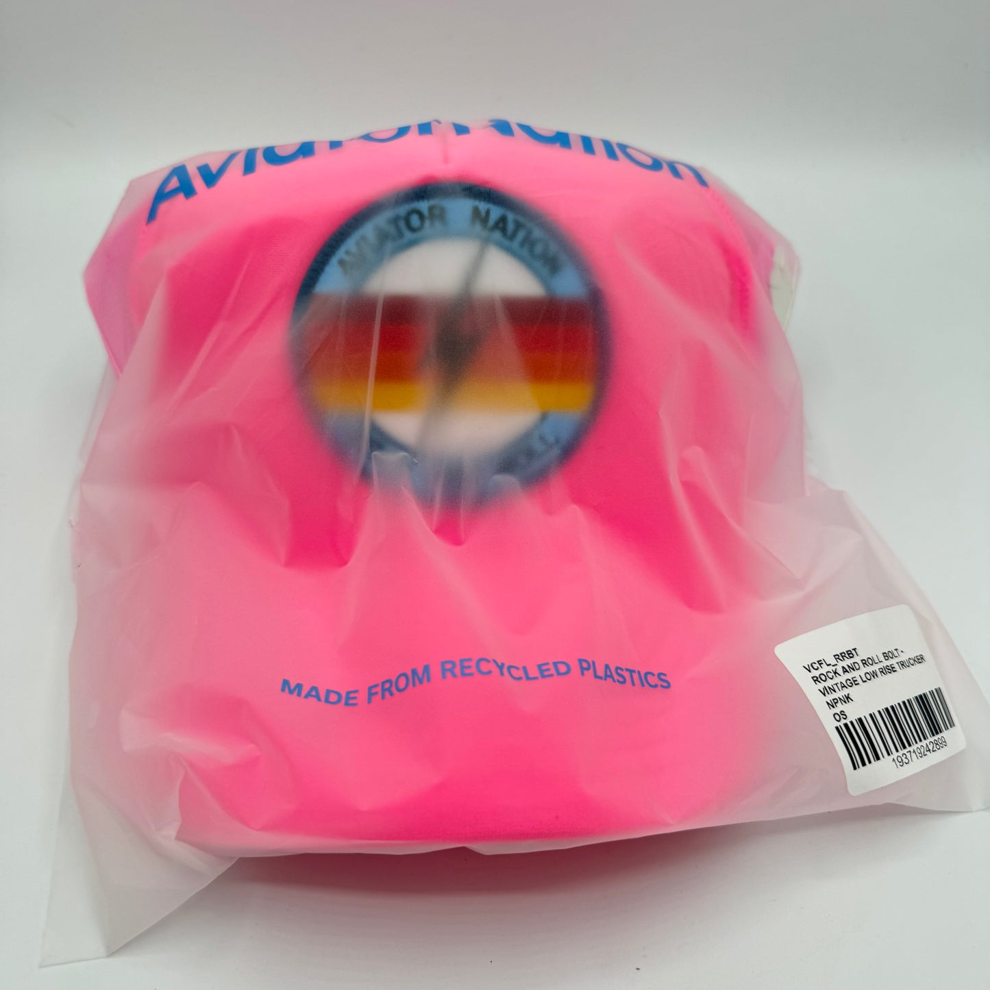 Aviator Nation Trucker Hat Classic , Rock and Roll Bolt Patch Logo Neon Pink