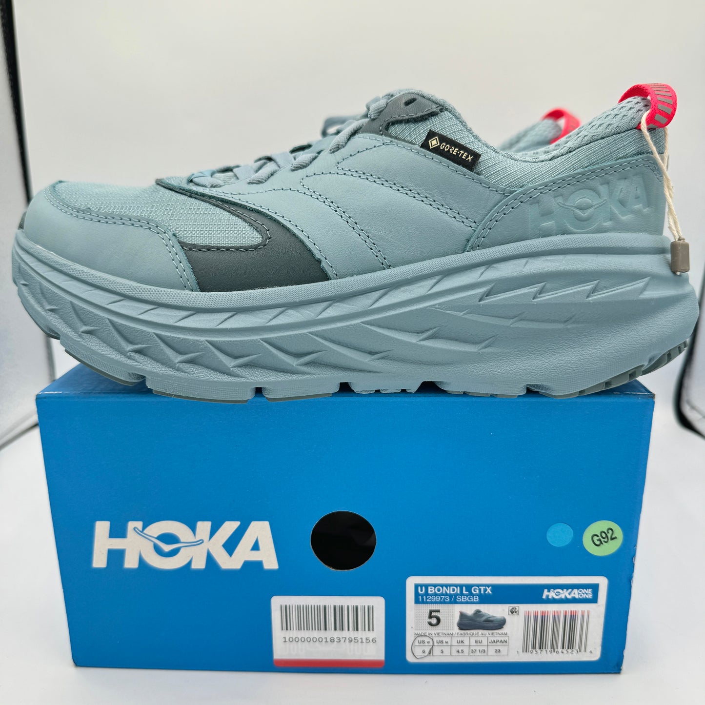 Hoka Bondi L Leather GTX GoreTex U Unisex , Stone Goblin Blue Cushioned Shoes