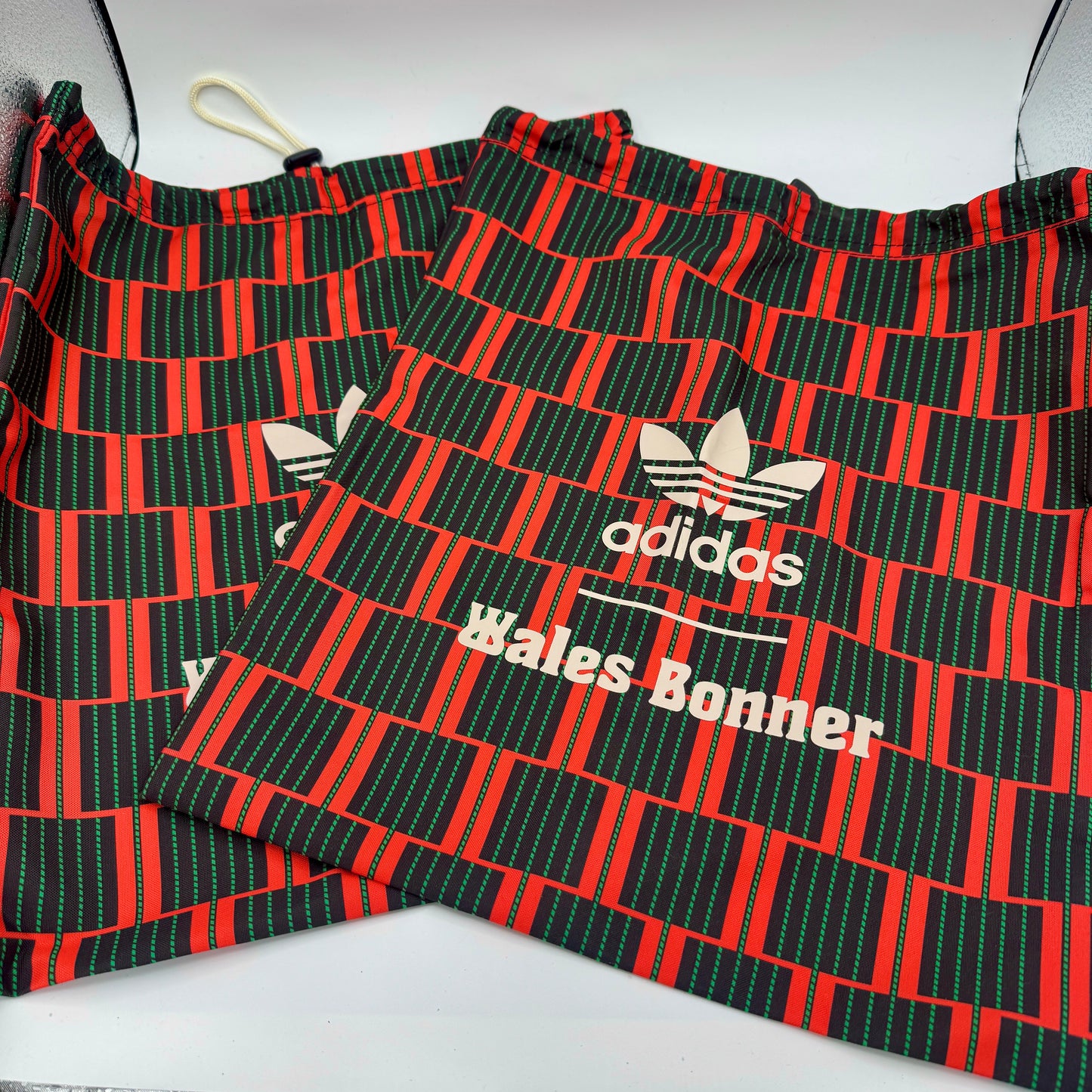 (2) Wales Bonner x Adidas Footwear Dustbags Samba Collab in Multi Red Pattern , Brand New Unused