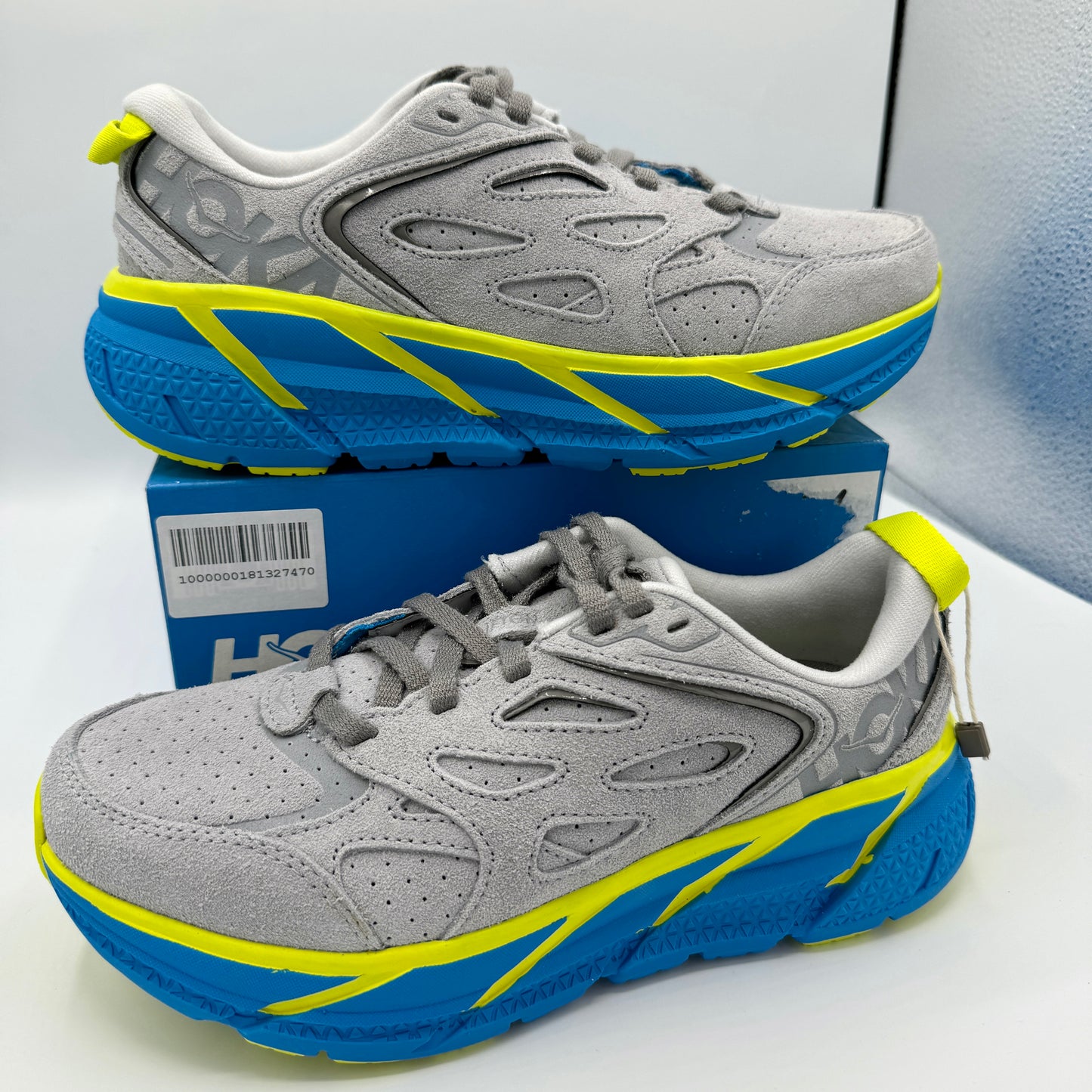 Hoka Clifton L Suede in Lunar Rock / Diva Blue UNISEX Shoes Leather