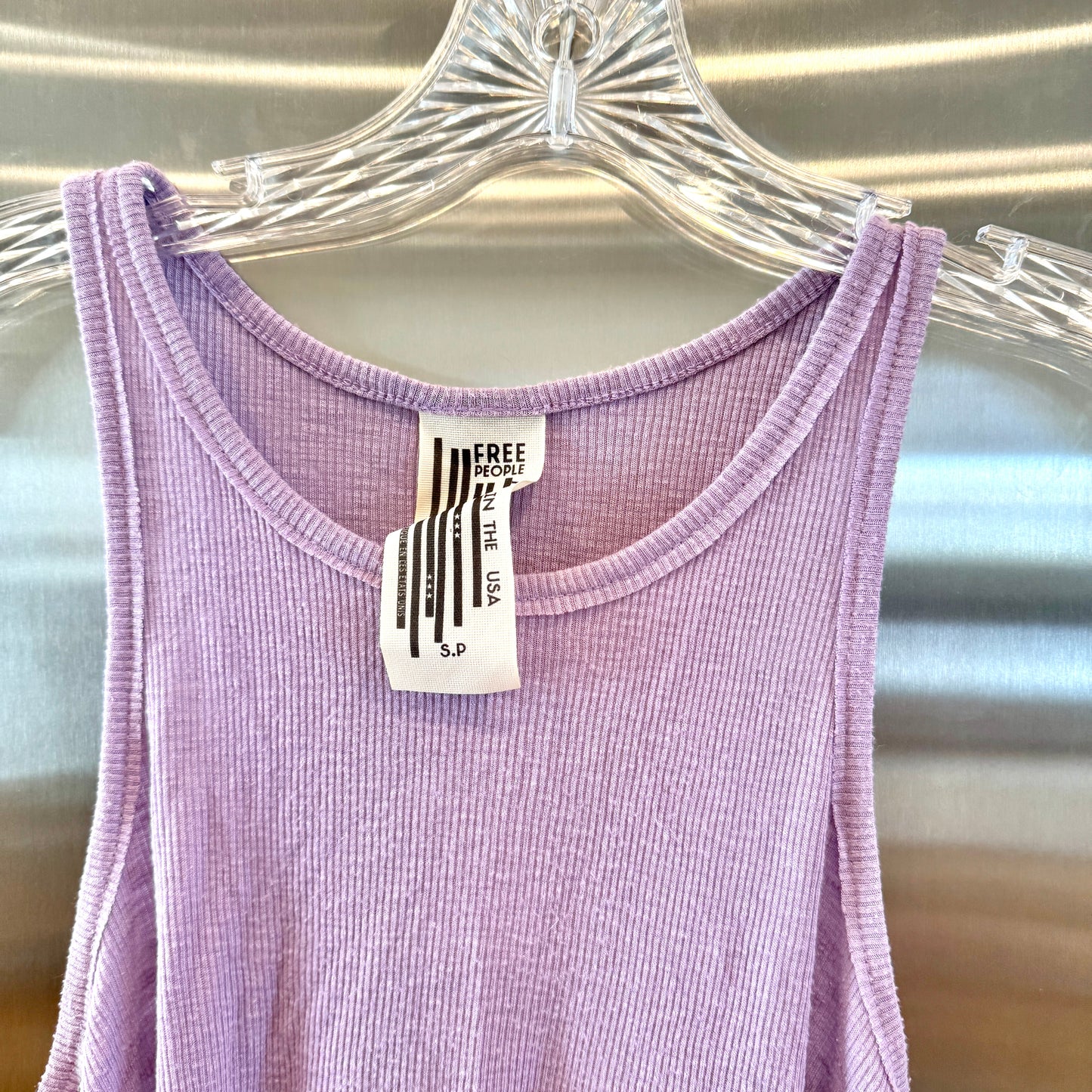 Free People Lavender Light Purple Ribbed High Neck Flowy Tank Top * Pre-owned