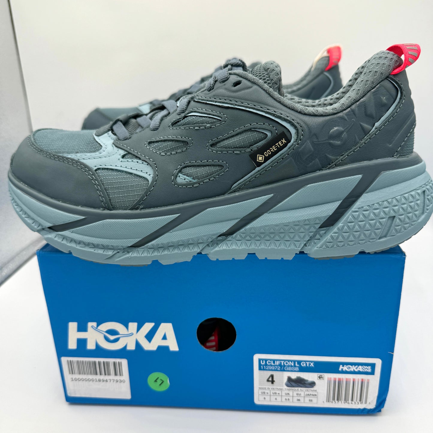 Hoka Clifton Leather Gore-Tex Waterproof Unisex Goblin Stone Blue GBSB