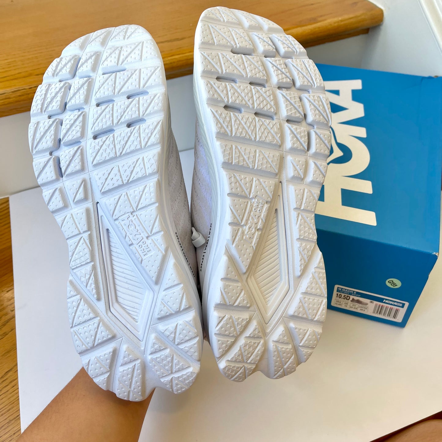 Hoka Mach 5 Running Shoes in White / Copper , Hoka One One race shoes