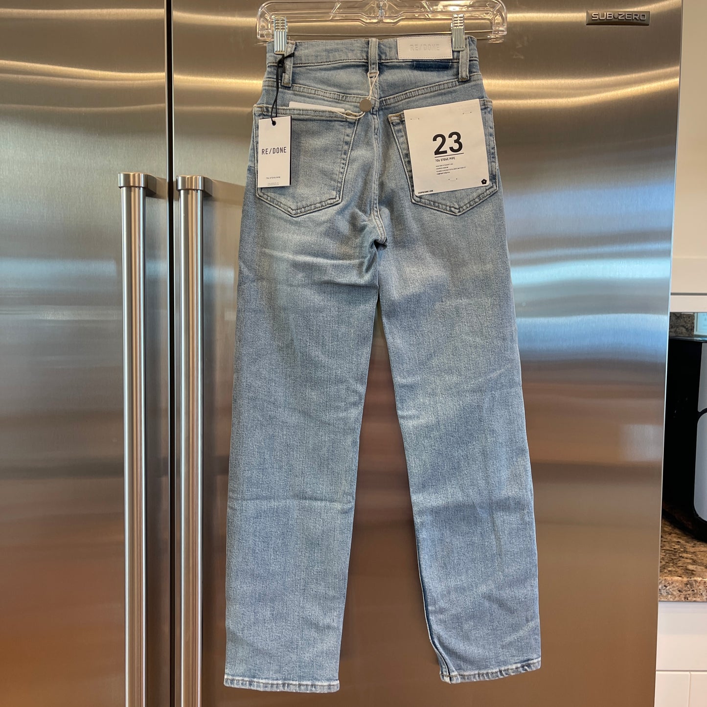 Redone 70s Stove Pipe Jeans Light Wash Ankle Cropped Re/Done Denim Jeans