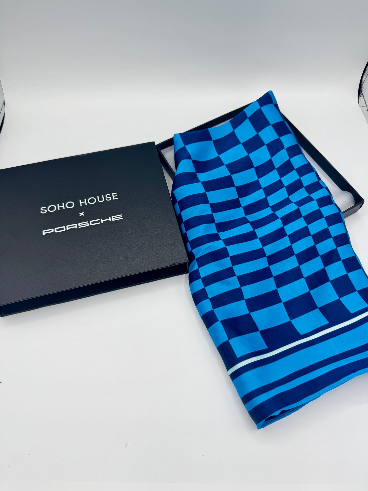 Porsche x Soho House Satin Blue Pasha Scarf Bandana