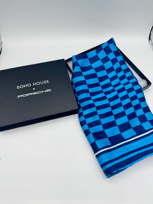 Porsche x Soho House Satin Blue Pasha Scarf Bandana
