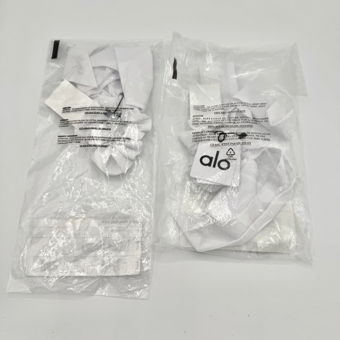 Alo Yoga (Bundle) 2x Love Knots Hair Tie Scrunchies — White