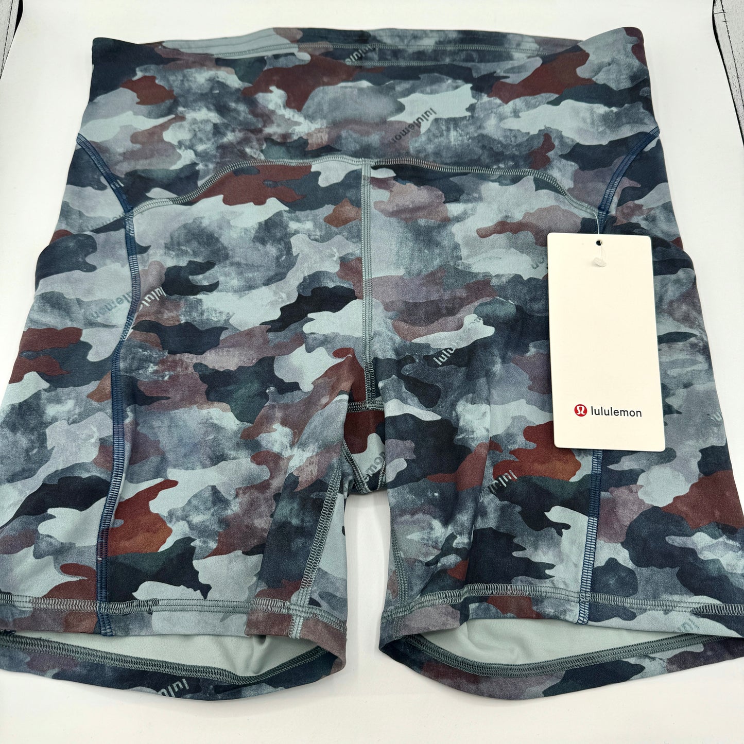 Lululemon Power Thru HR High Rise Short Color Seam in Blue Camo 6” Inseam