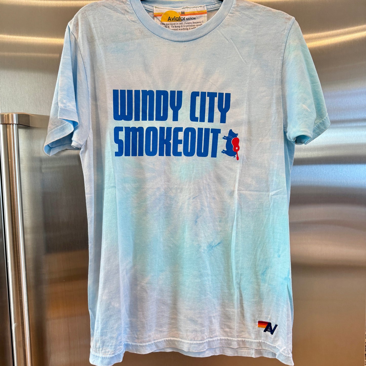 Aviator Nation Windy City Smokeout Festival Blue Tee Shirt