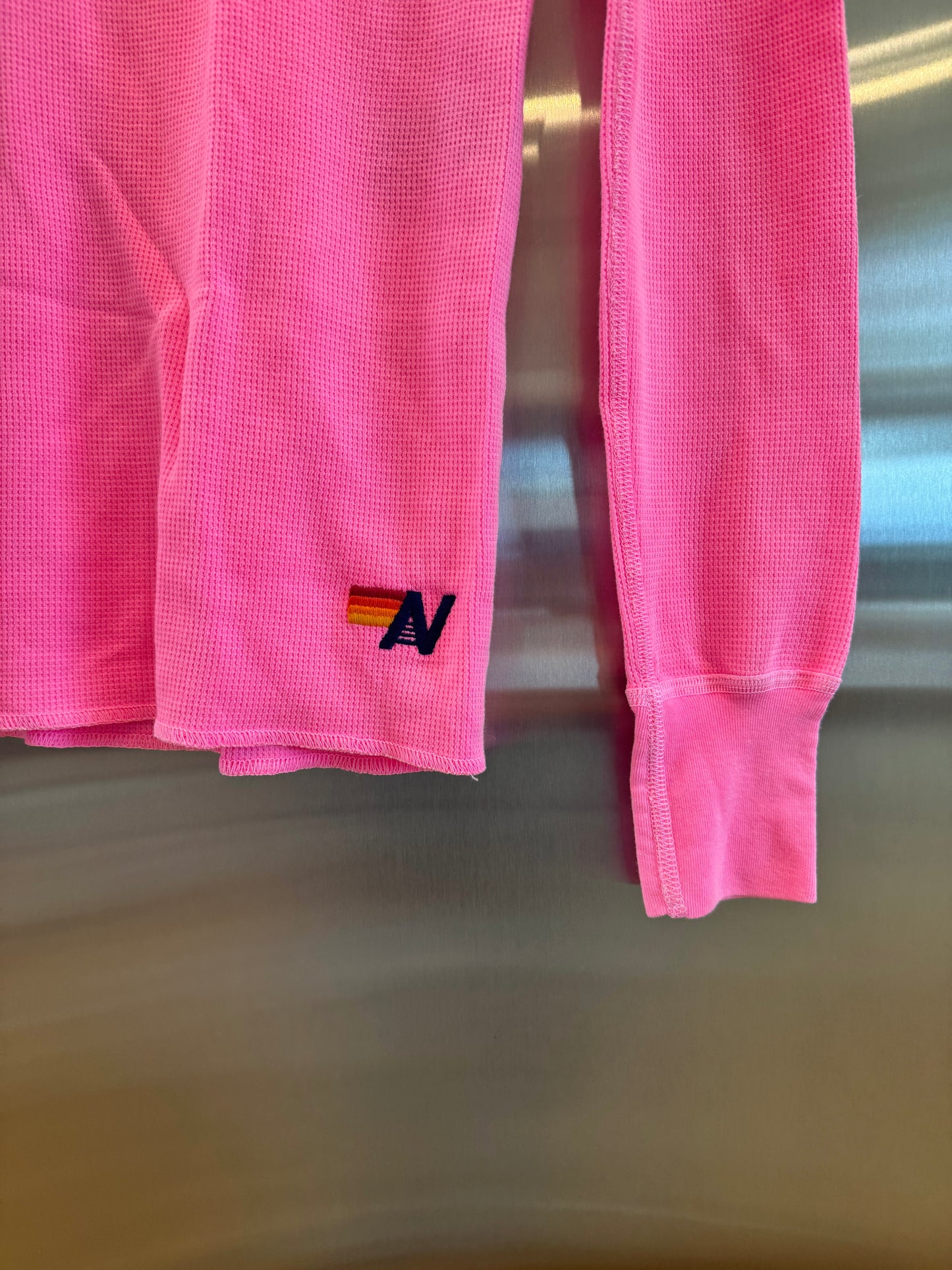 Aviator Nation Thermal Shirt with Classic AV Logo Neon Pink Unisex