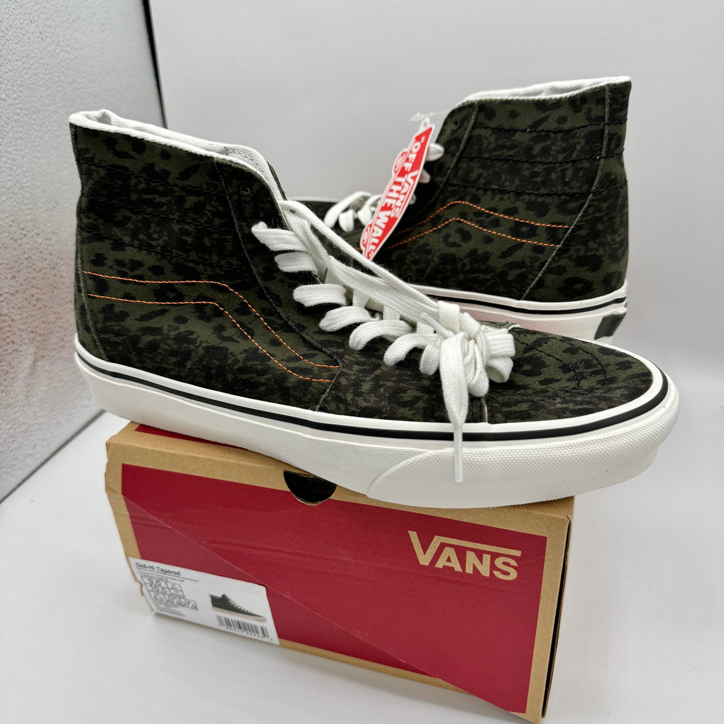 Vans Sk8 Hi Tapered Classic High Top Sneakers Green Leopard Camo Grape Leaf