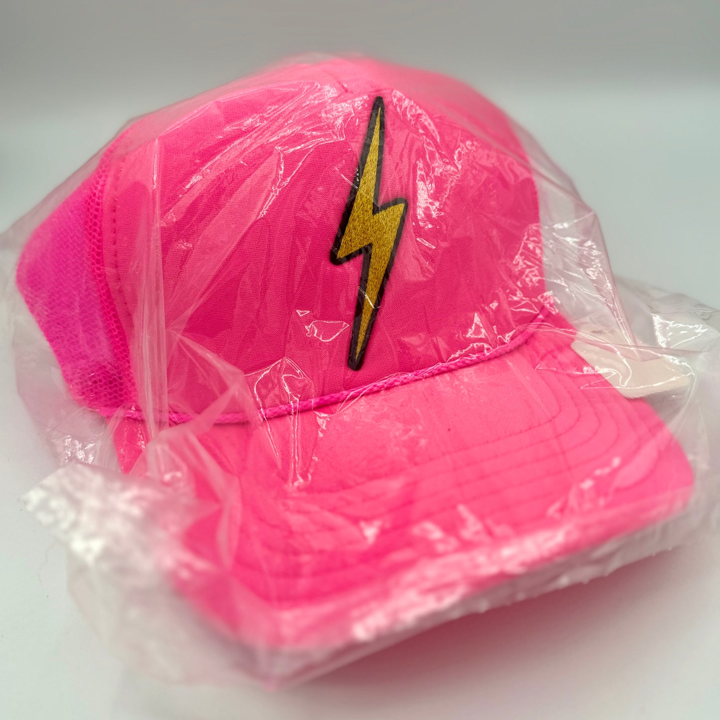 Aviator Nation Pink Bolt Hat embroidered lightning patch neon trucker cap