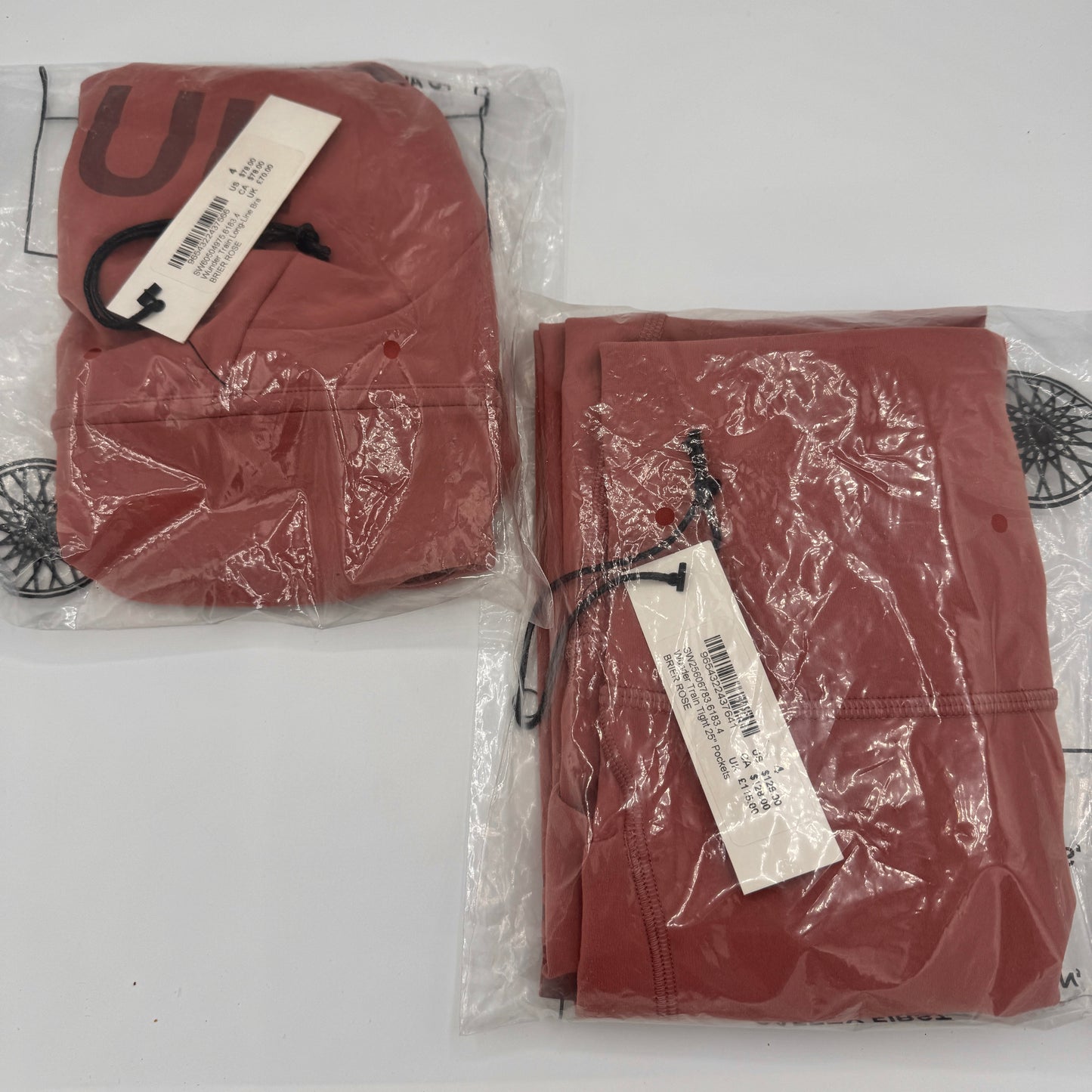 Lululemon x Soul Cycle Matching Set in Brier Rose Wunder Train Tight 25” and Long Line Bra