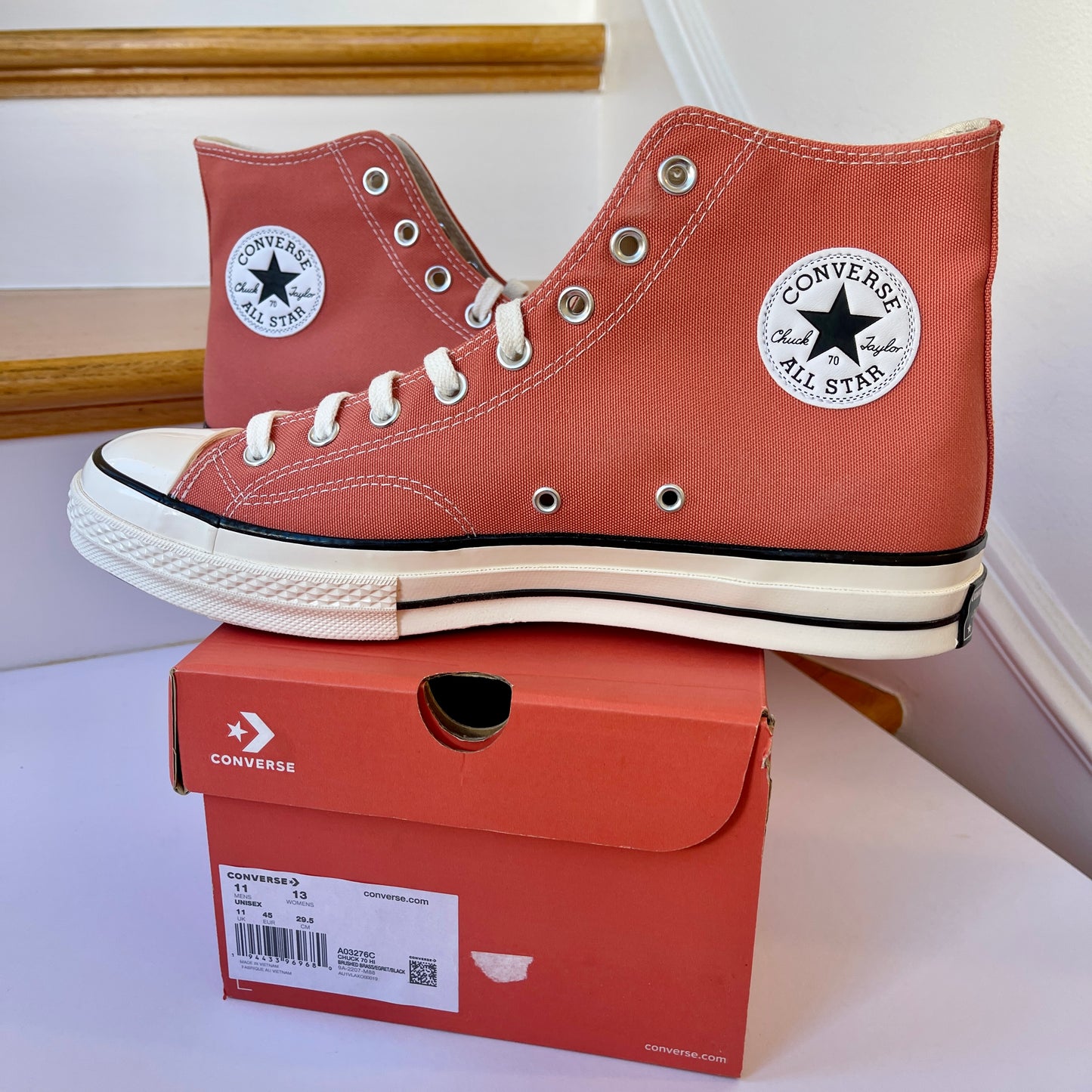 Converse Chuck 70 Hi High Top Sneakers Brass Orange Classic Egret