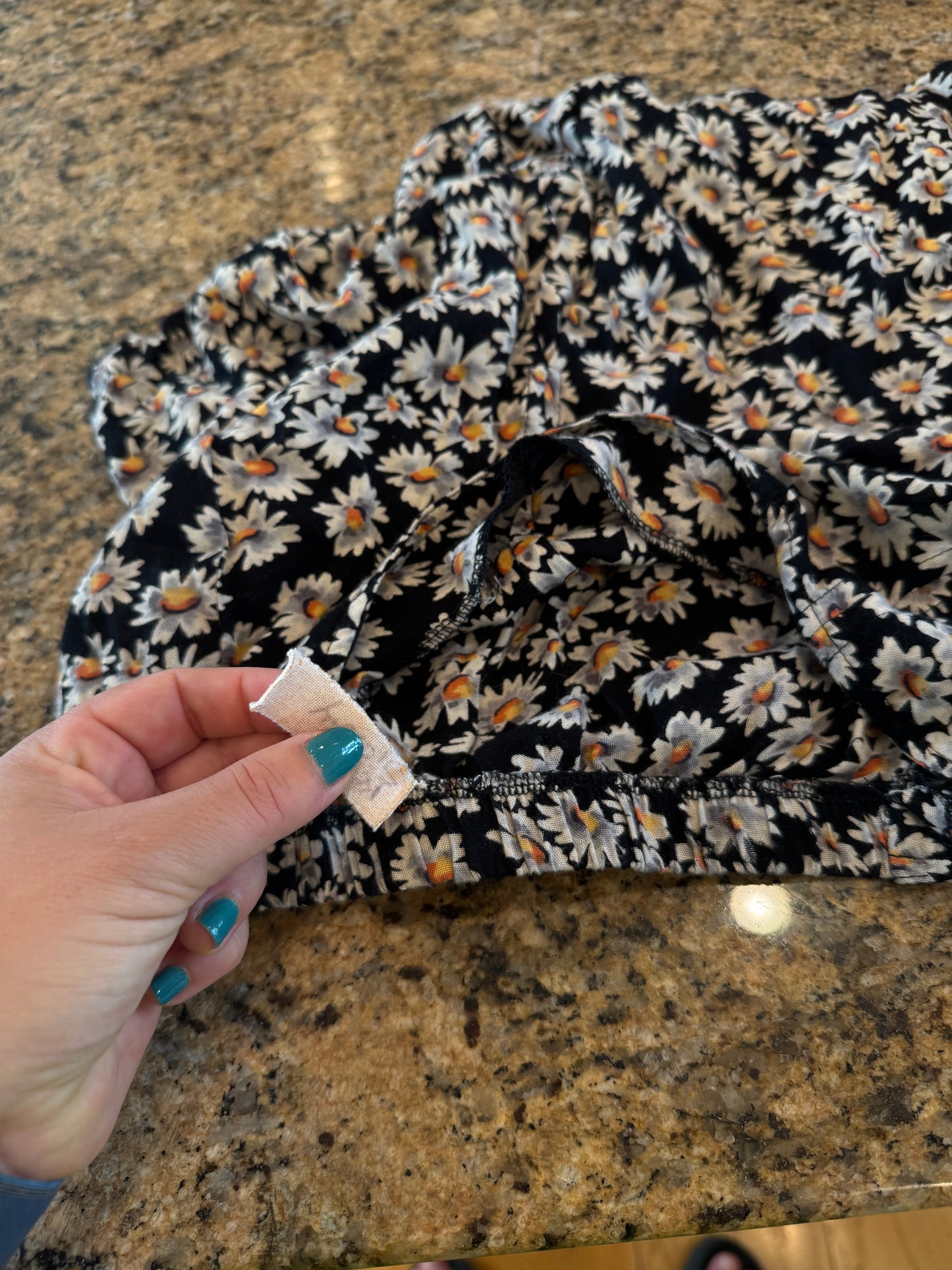 John Galt Mini Skirt in Black with white sunflowers * Pre-Owned * Brandy Melville Deadstock
