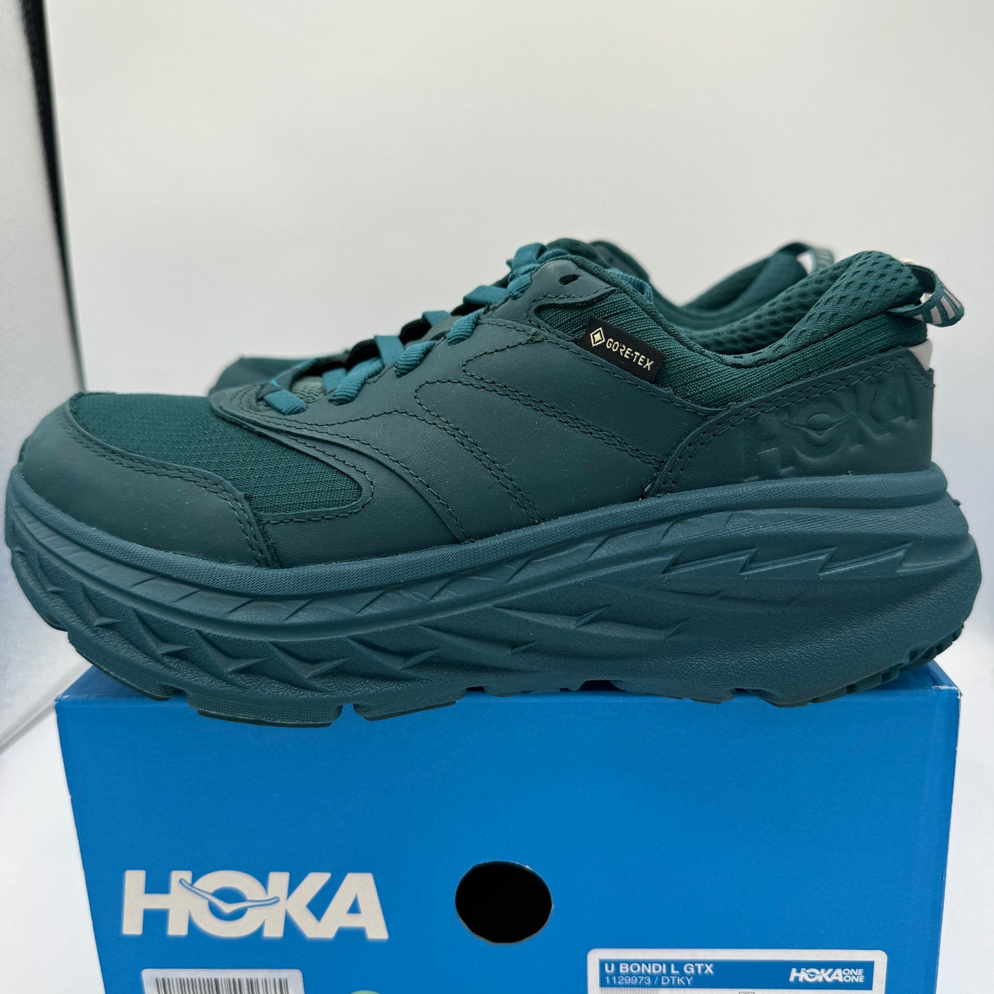 Hoka Bondi L Leather GTX GoreTex U Unisex , Deep Teal Kayak Blue Cushioned Shoes