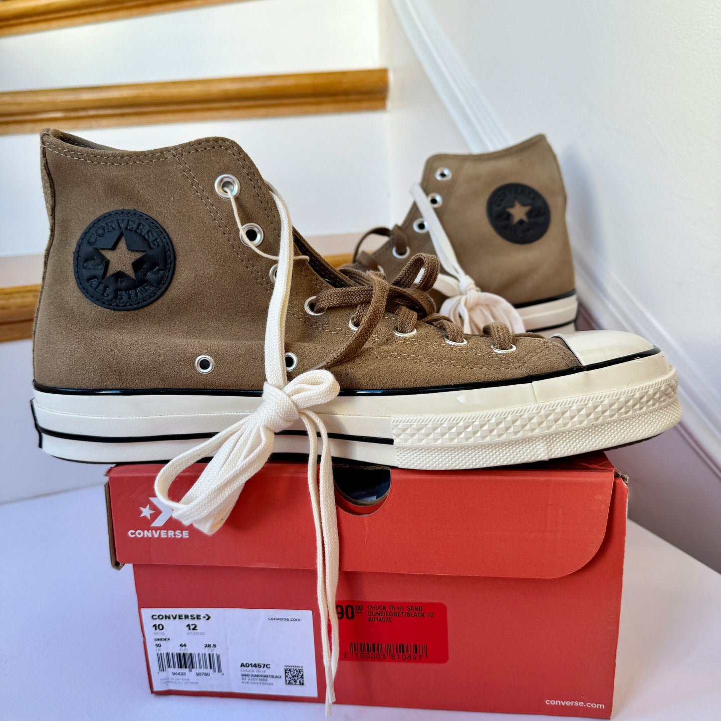 Converse Chuck 70 Hi Suede High Top Sneakers Sand Dune Brown Leather shoes