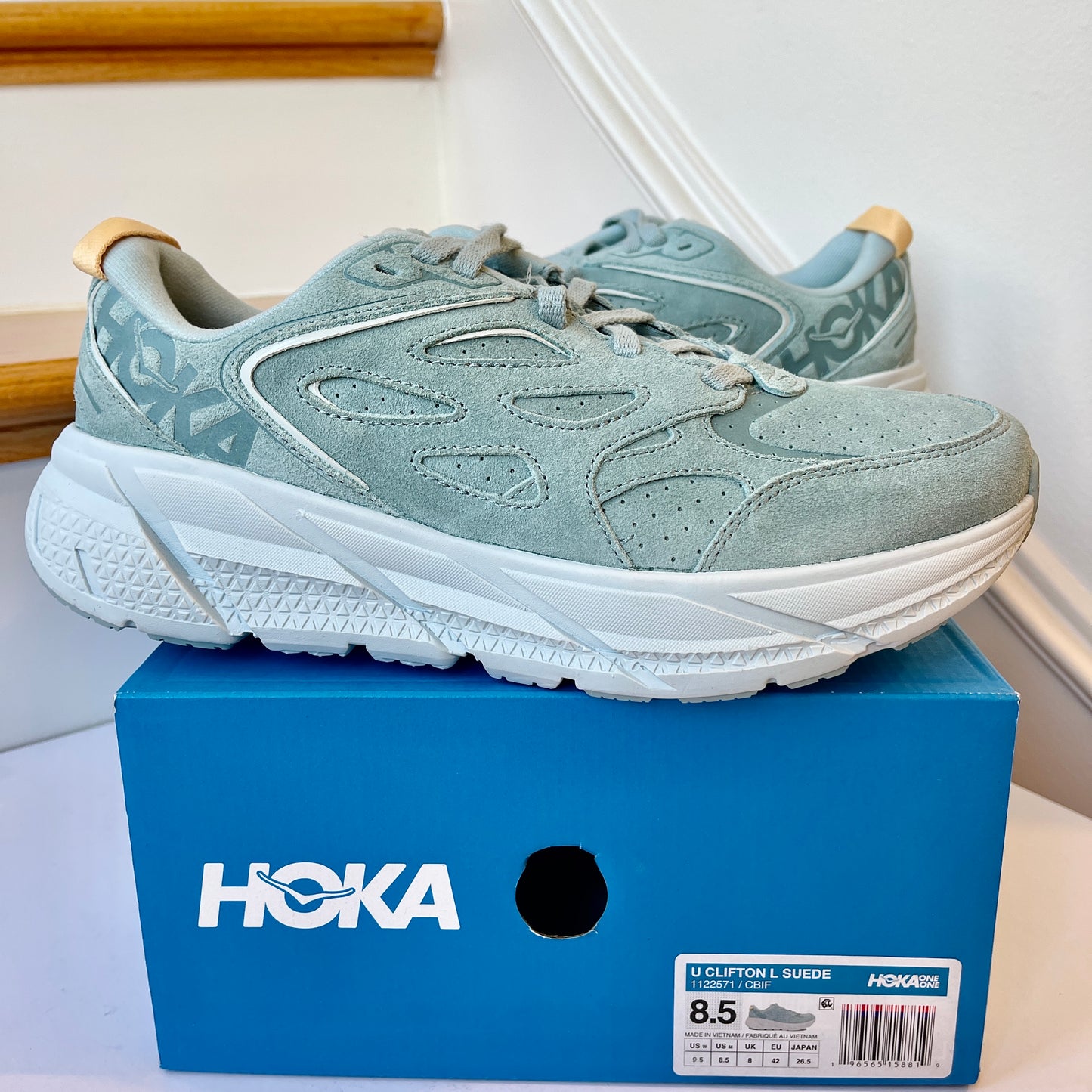 Hoka Clifton L Suede in Cloud Blue / Ice Flow UNISEX Shoes Leather