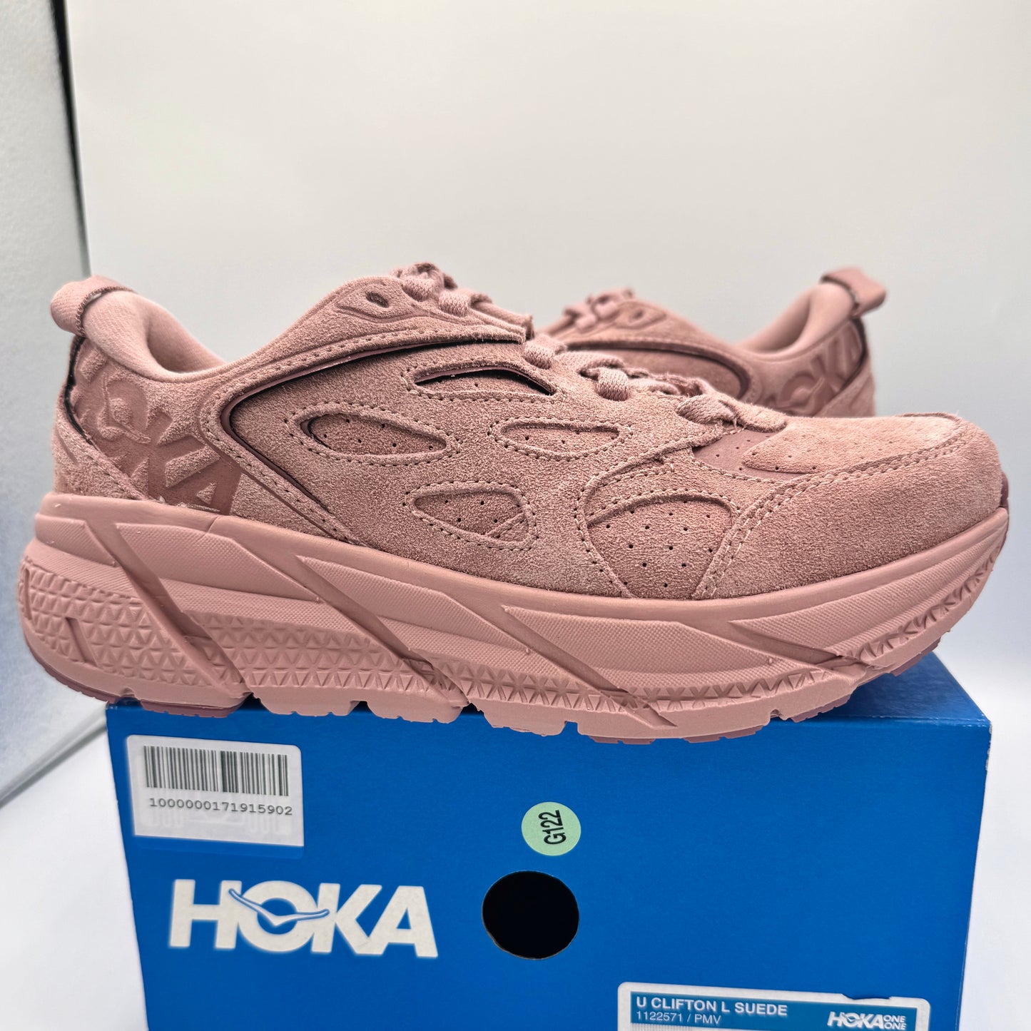 Hoka Clifton L Suede Unisex NEW Leather Athletic Shoes Pale Mauve Pink PMV