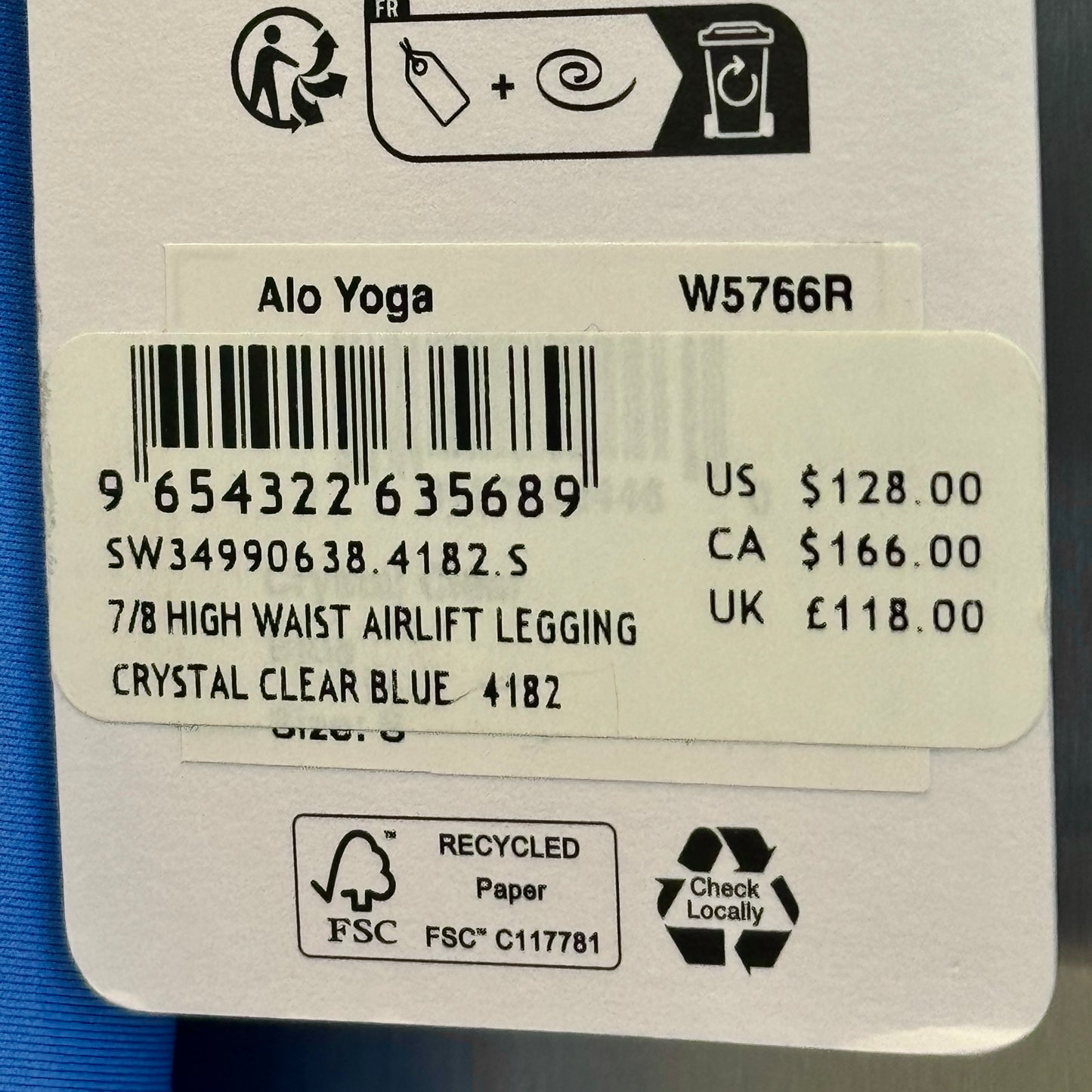 Alo 7/8 Airlift High Waist Legging - Crystal Clear Blue