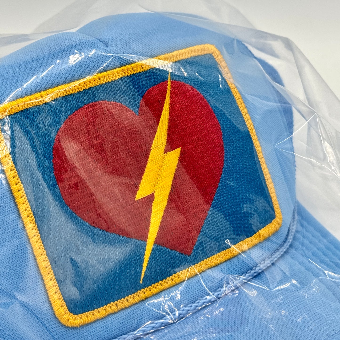 Aviator Nation Heart Bolt Trucker Hat Cap Light Blue Embroidered patch