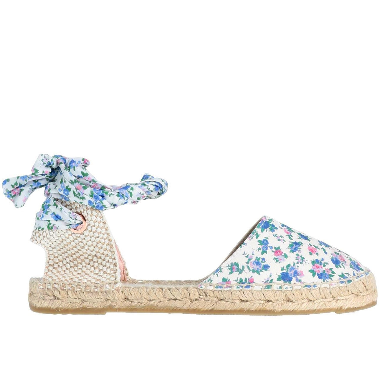 LoveShackFancy x Manebi Valencia Espadrille Blue Jay Song Floral wraparound