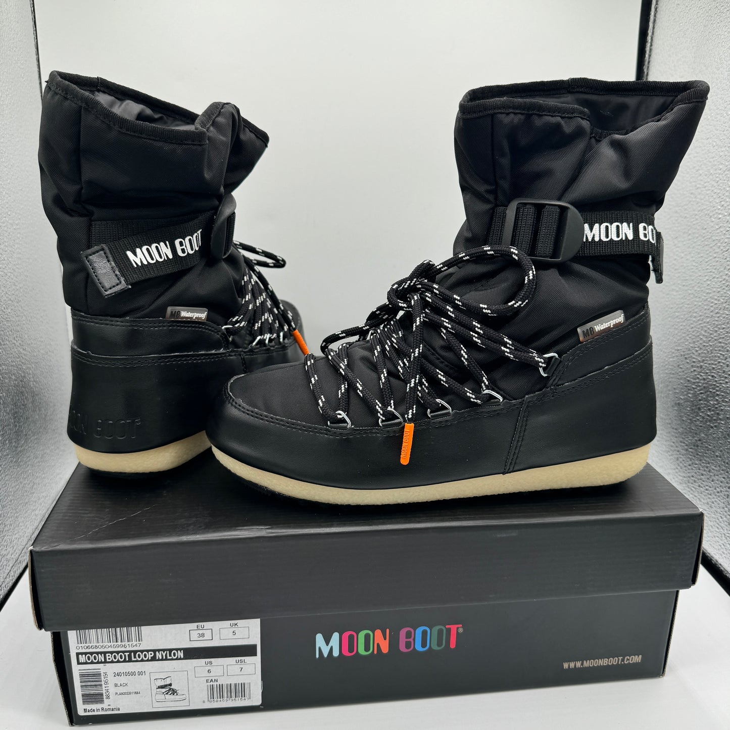 Moon Boot loop nylon waterproof boots black moonboots snow rain protecht