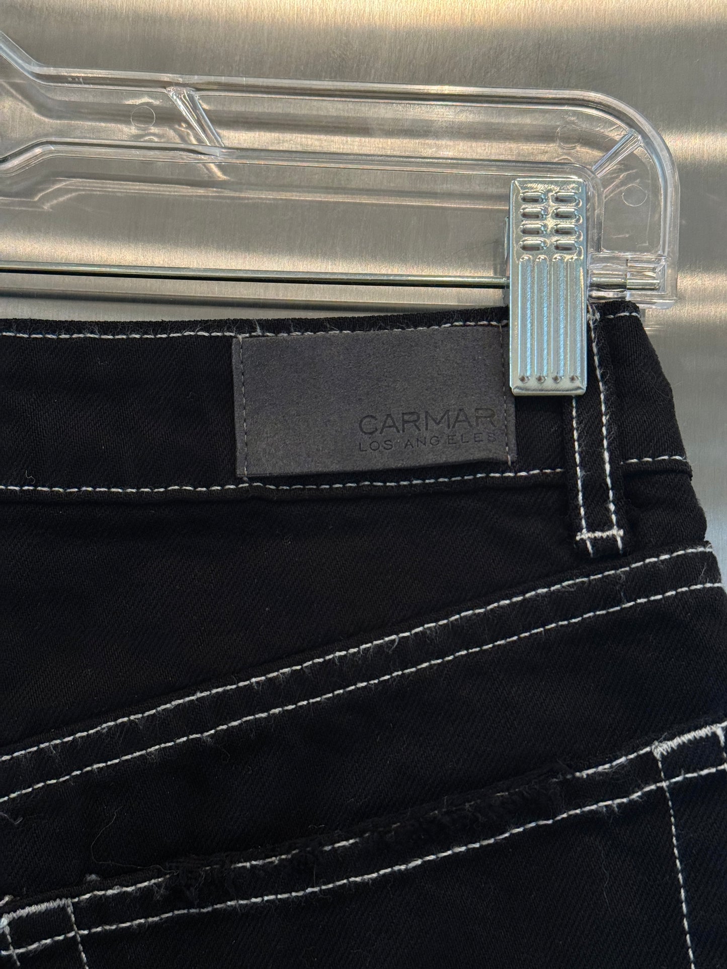 Carmar LF Asymmetrical Black Denim Mini Skirt Distressed Jean Skirt * Pre-Owned *