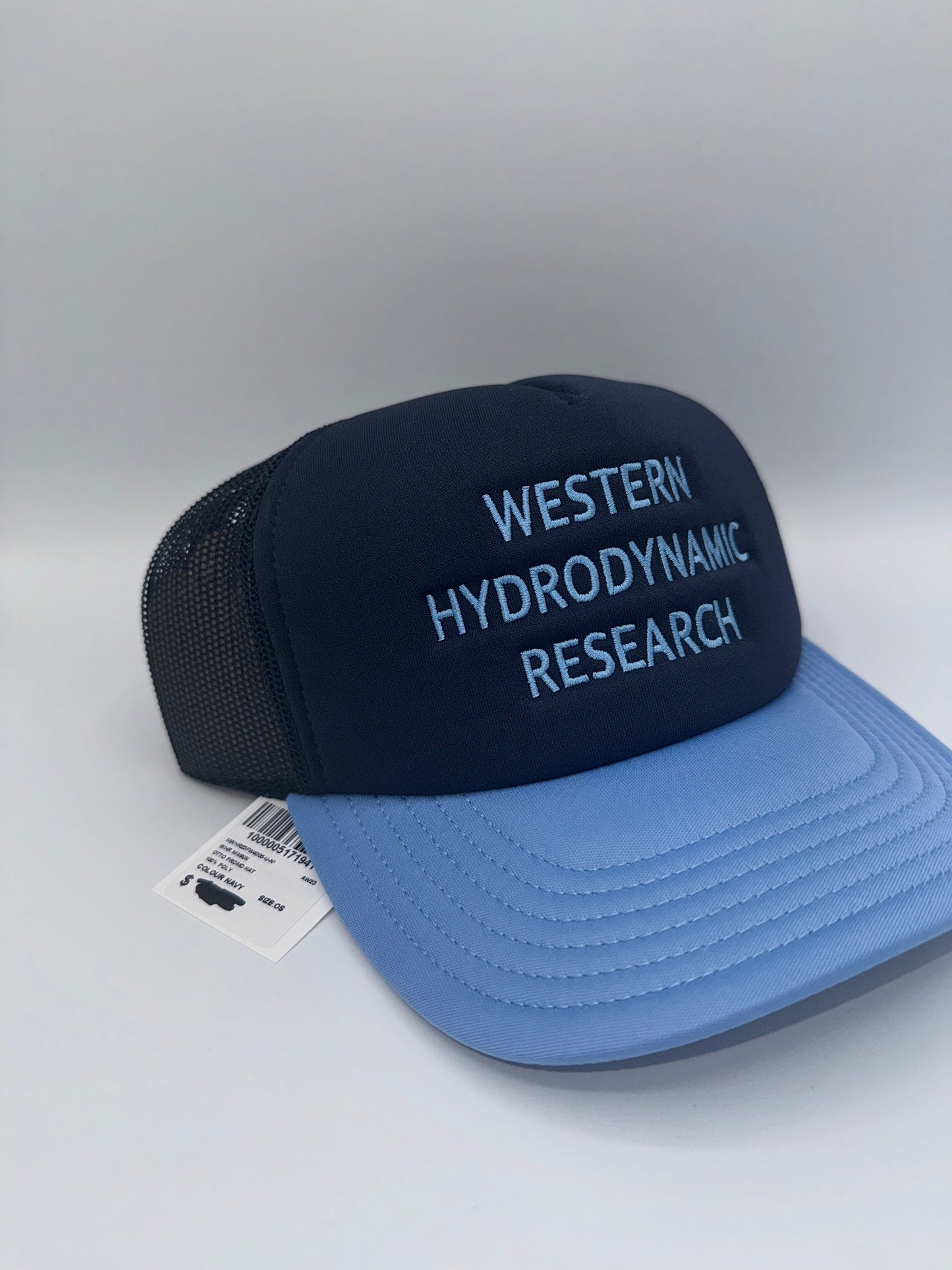 Western Hydrodynamic Research Trucker Hat Otto Promotional Logo Embroidered Blue