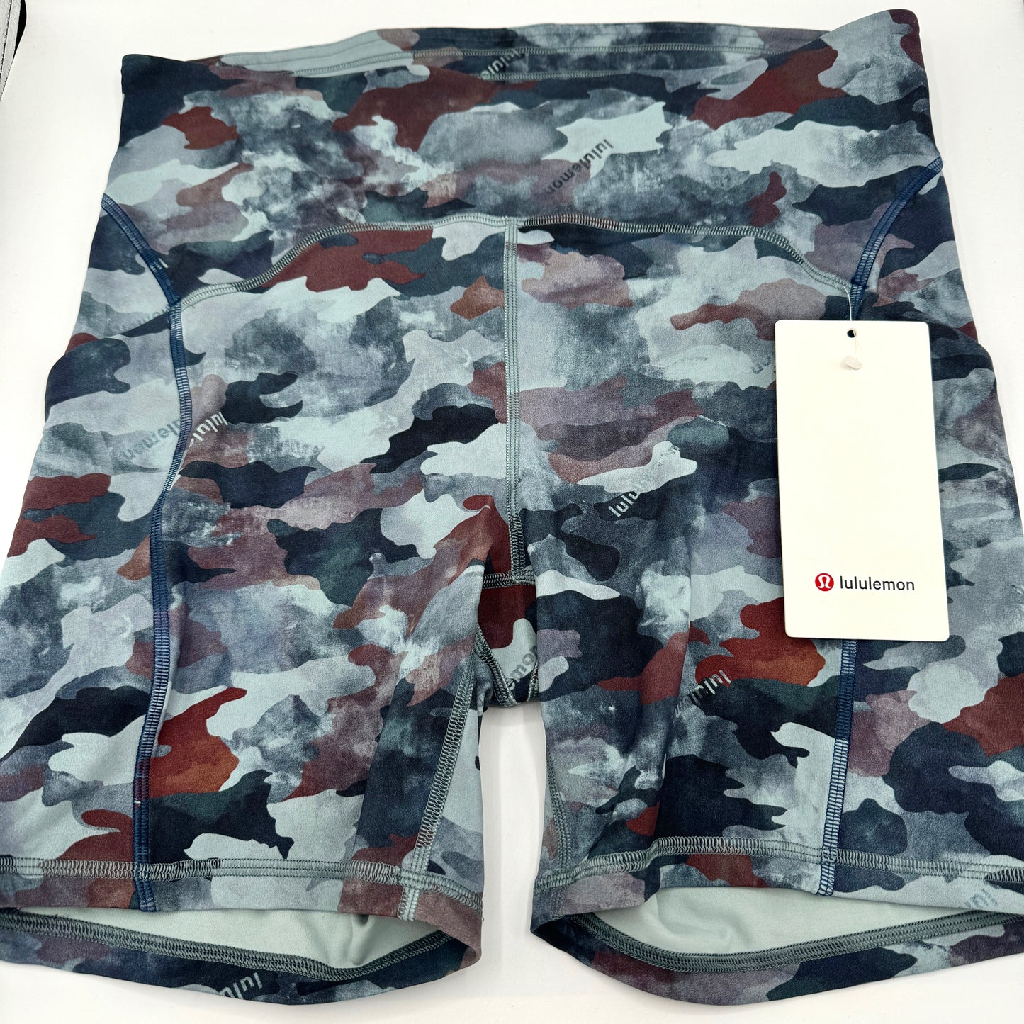 Lululemon Power Thru HR High Rise Short Color Seam in Blue Camo 6” Inseam