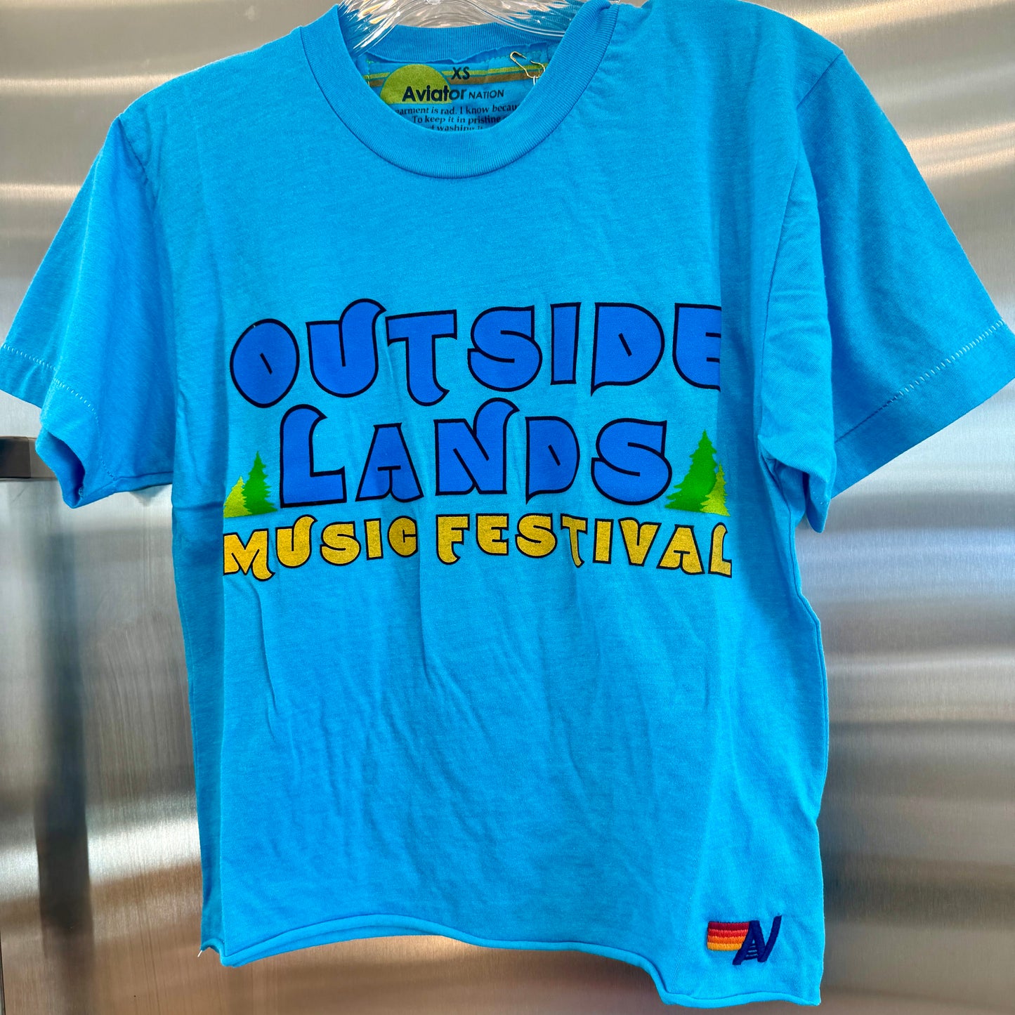 Aviator Nation Outside Lands Festival 2024 Neon Blue Women’s Boyfriend Tee