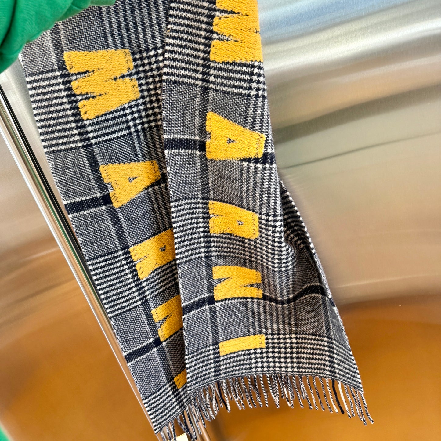 Marni Wool Logo Scarf in Prince of Whales Blumarine