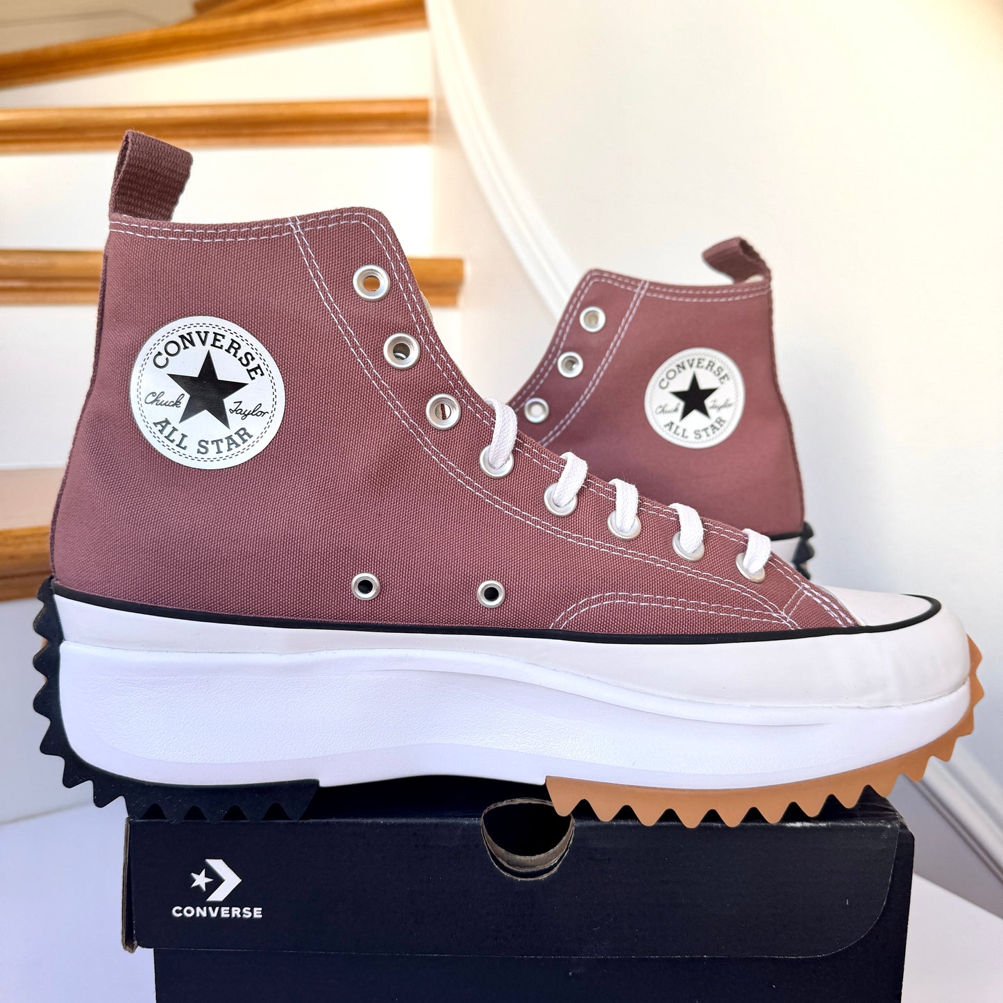 Converse Run Star Hike Platform in saddle high top Chuck Taylor sneaker