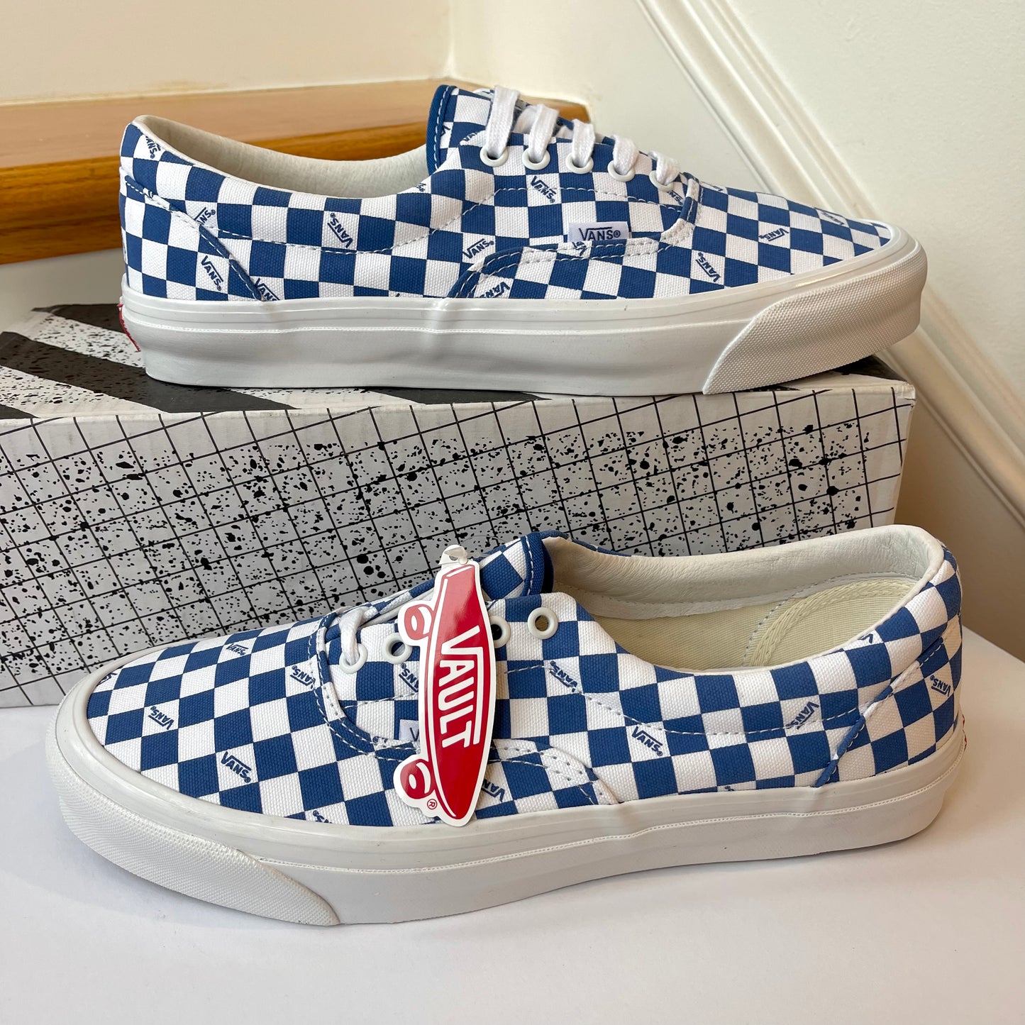 Vans OG Era LX Lace Up Sneakers in blue logo checkerboard classic sneakers