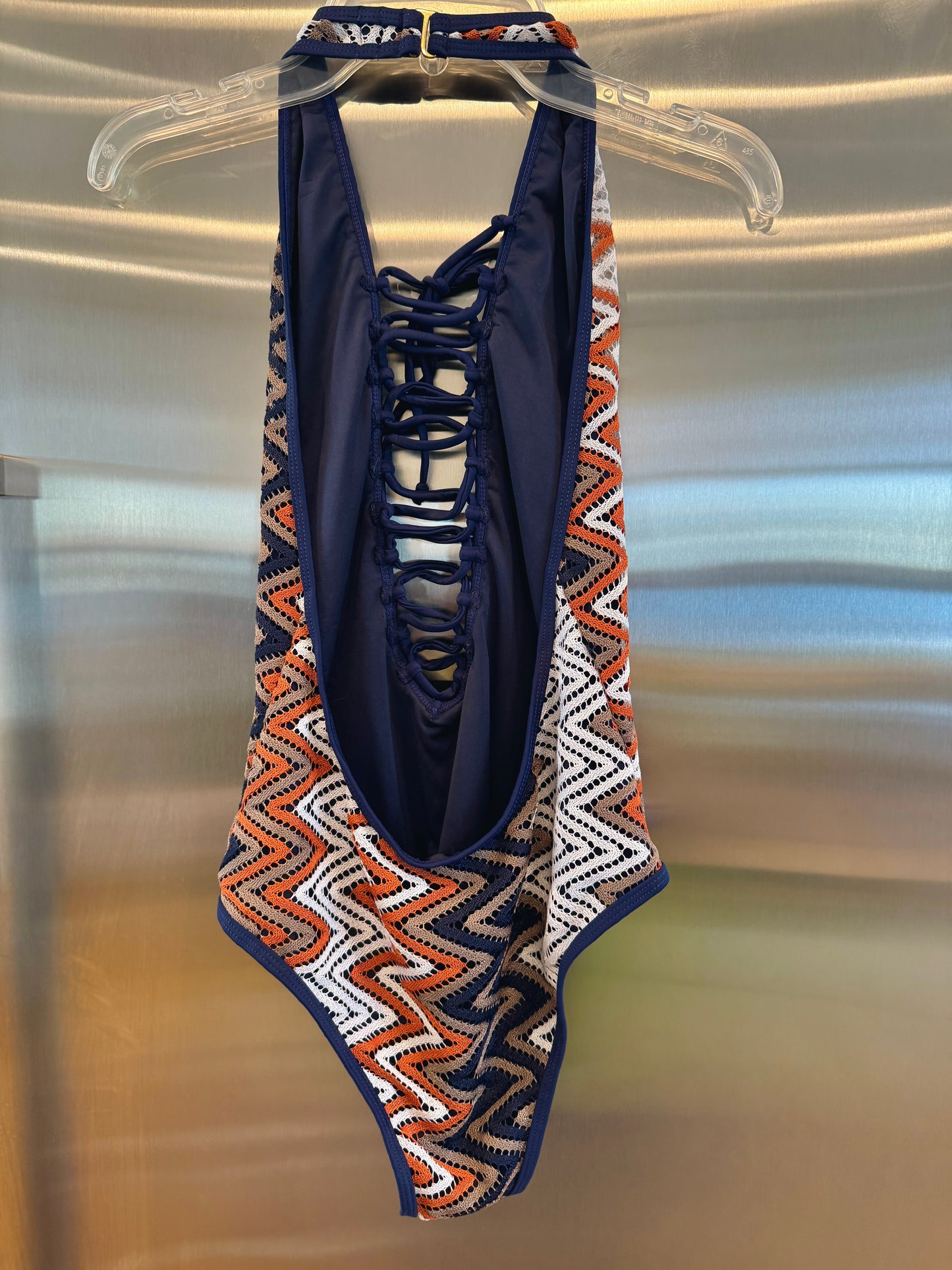 Nasty Gal Chevron Knit One Piece Swimsuit , Plunge Neckline