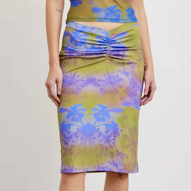 Miaou Khaki Paloma Elsesser Edition Preston Midi Skirt in Mudd Collab