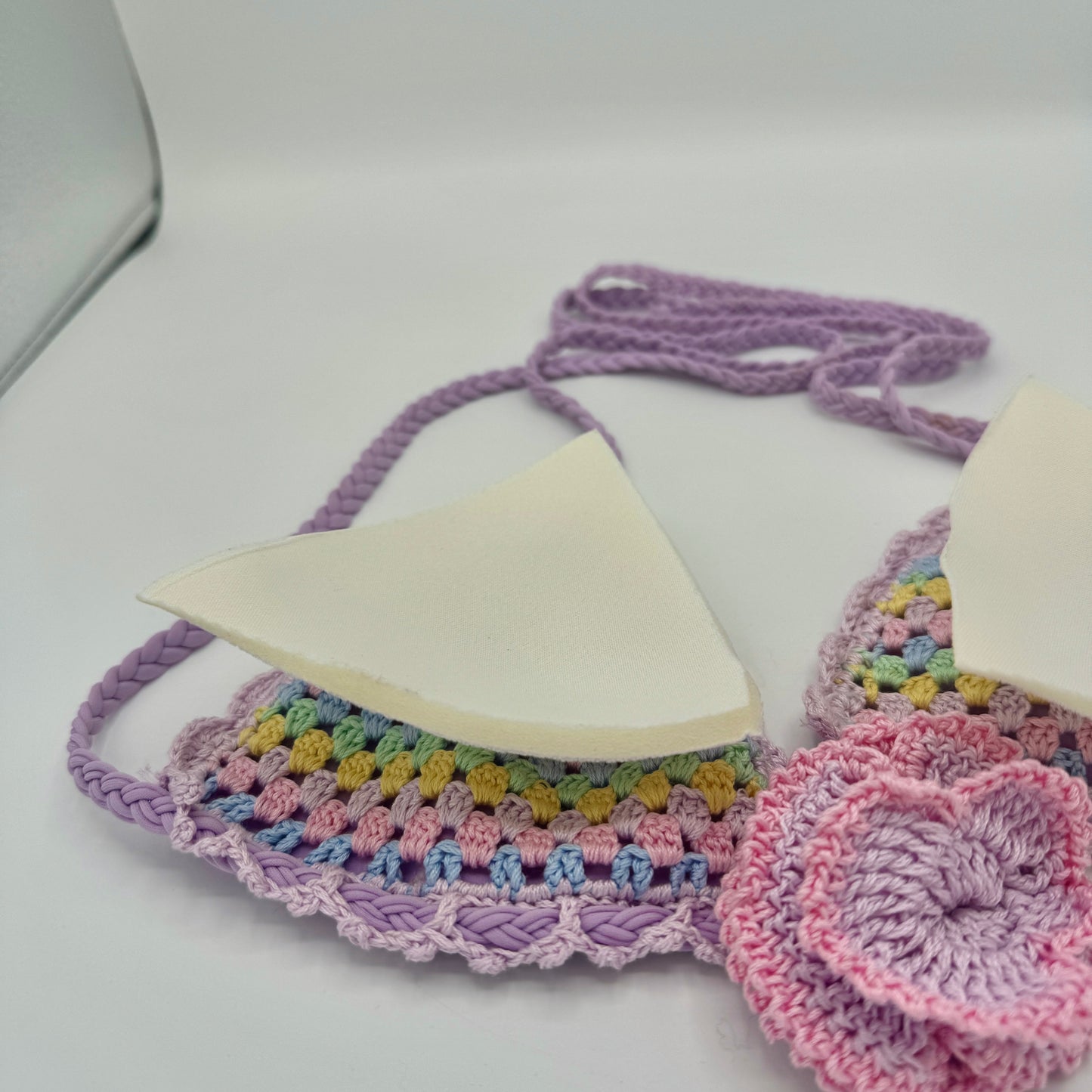 Capittana Beatriz Lilac Purple Crochet Bikini Swim Triangle Top with pads