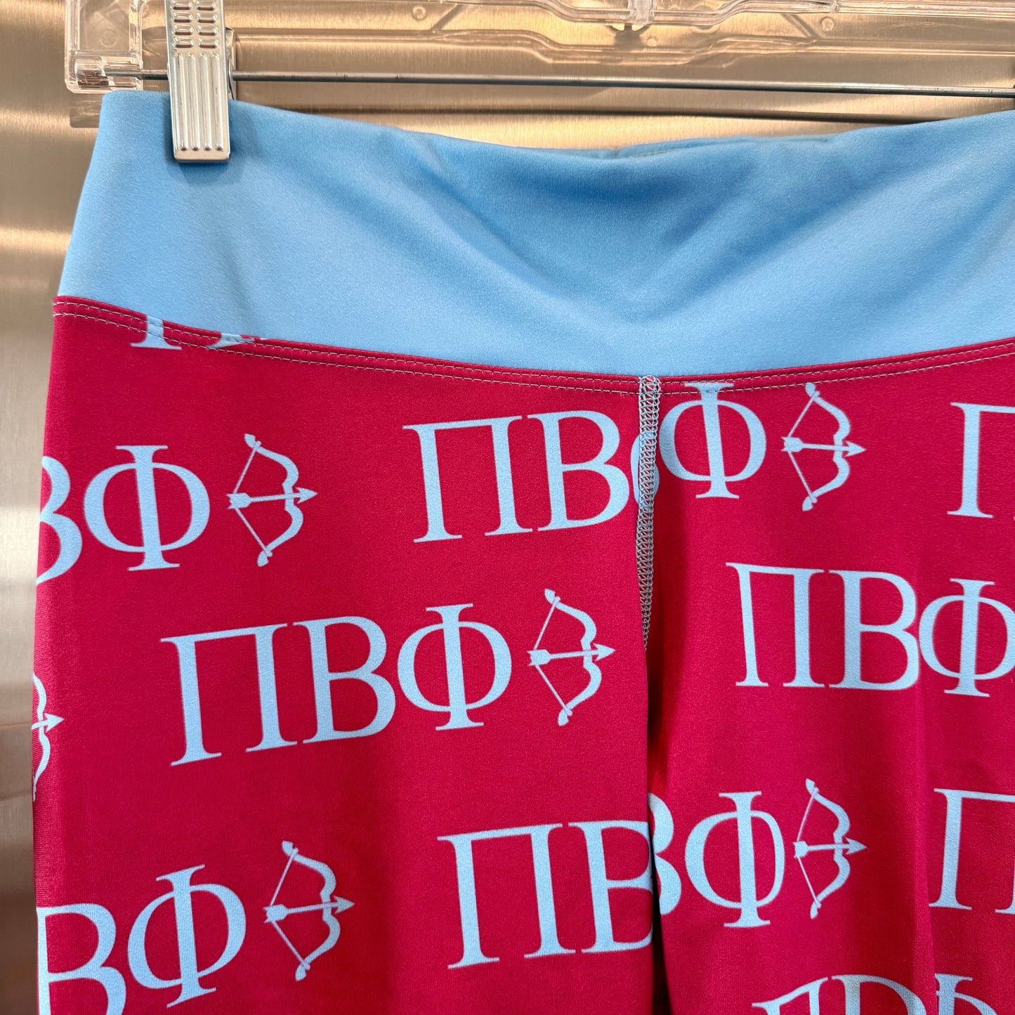 Pi Beta Phi Leggings Sorority Athletic Pants Wine Crimson / Silver Blue