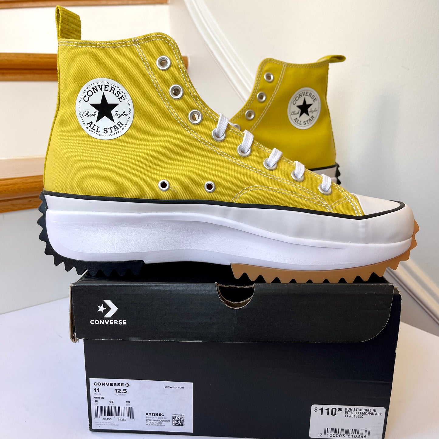 Converse Run Star Hike Platform in Bitter Lemon high top Chuck Taylor sneakers